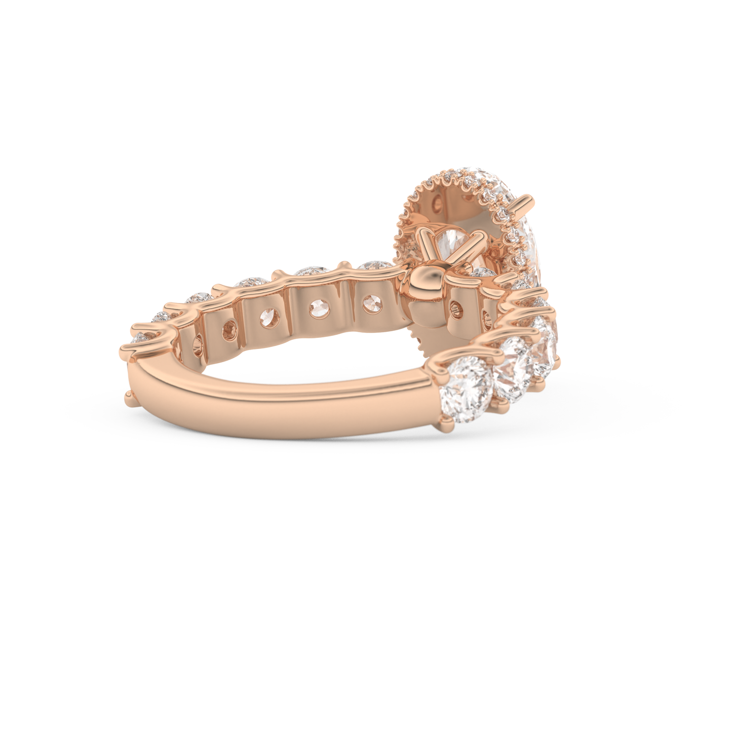 Oval Cut 2.5 Carat Moissanite Ring – Pave & Hidden Halo Setting in Gold