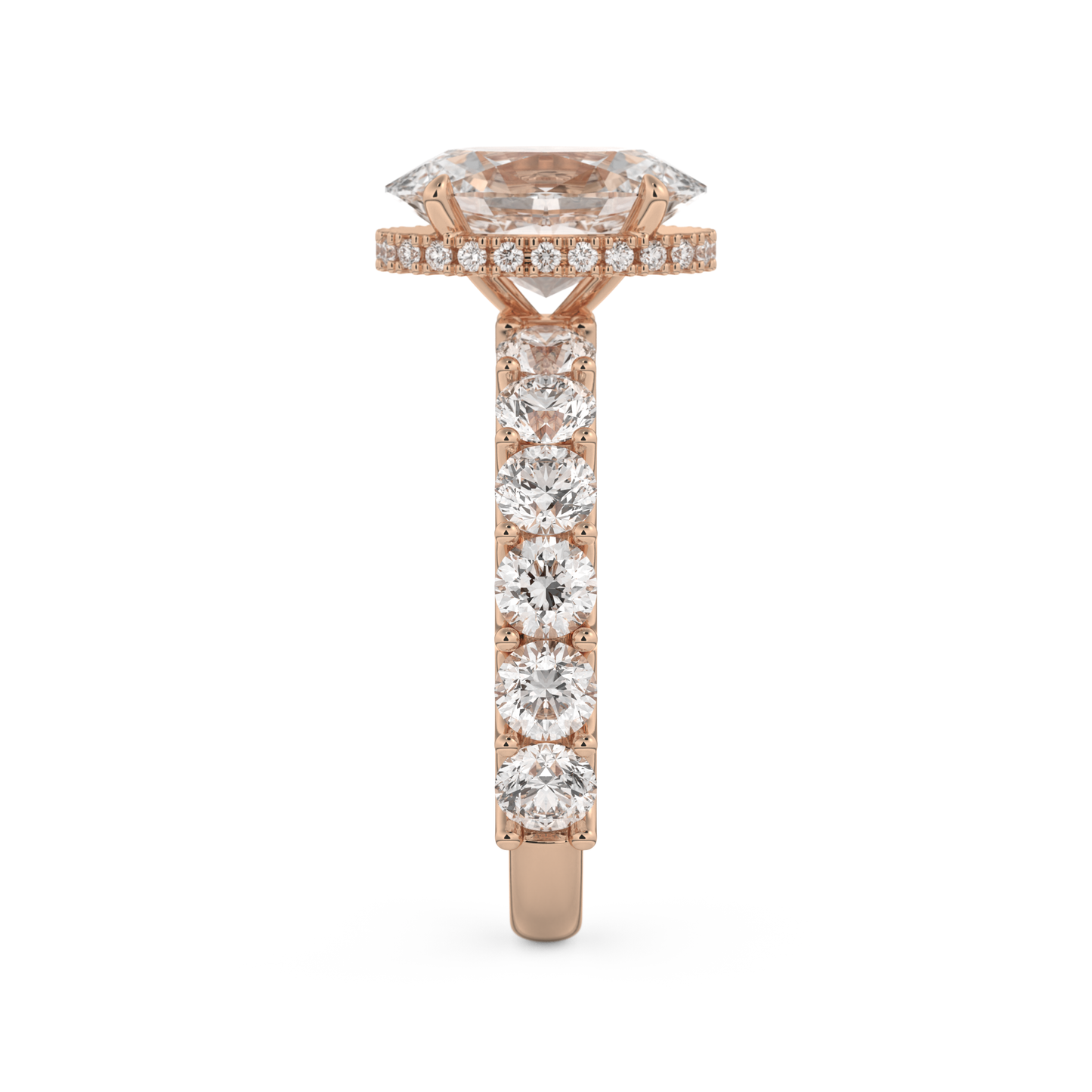 Oval Cut 2.5 Carat Moissanite Ring – Pave & Hidden Halo Setting in Gold