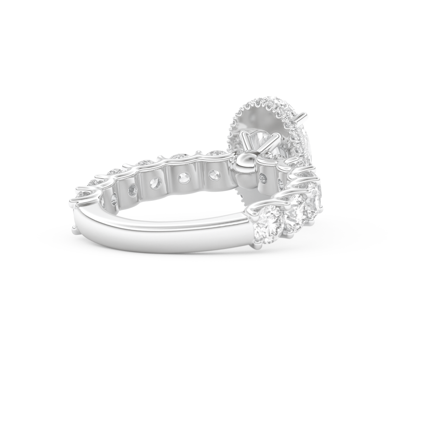 Oval Cut 2.5 Carat Moissanite Ring – Pave & Hidden Halo Setting in Gold