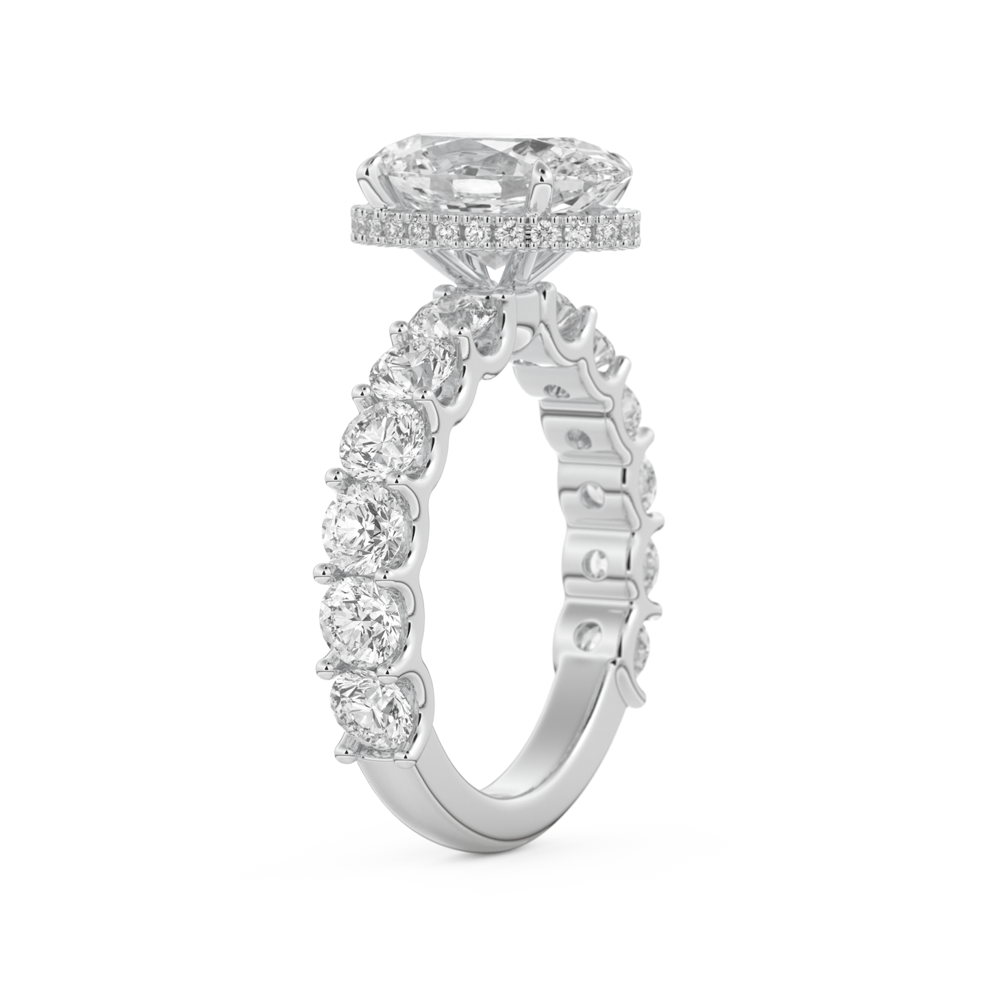 Oval Cut 2.5 Carat Moissanite Ring – Pave & Hidden Halo Setting in Gold