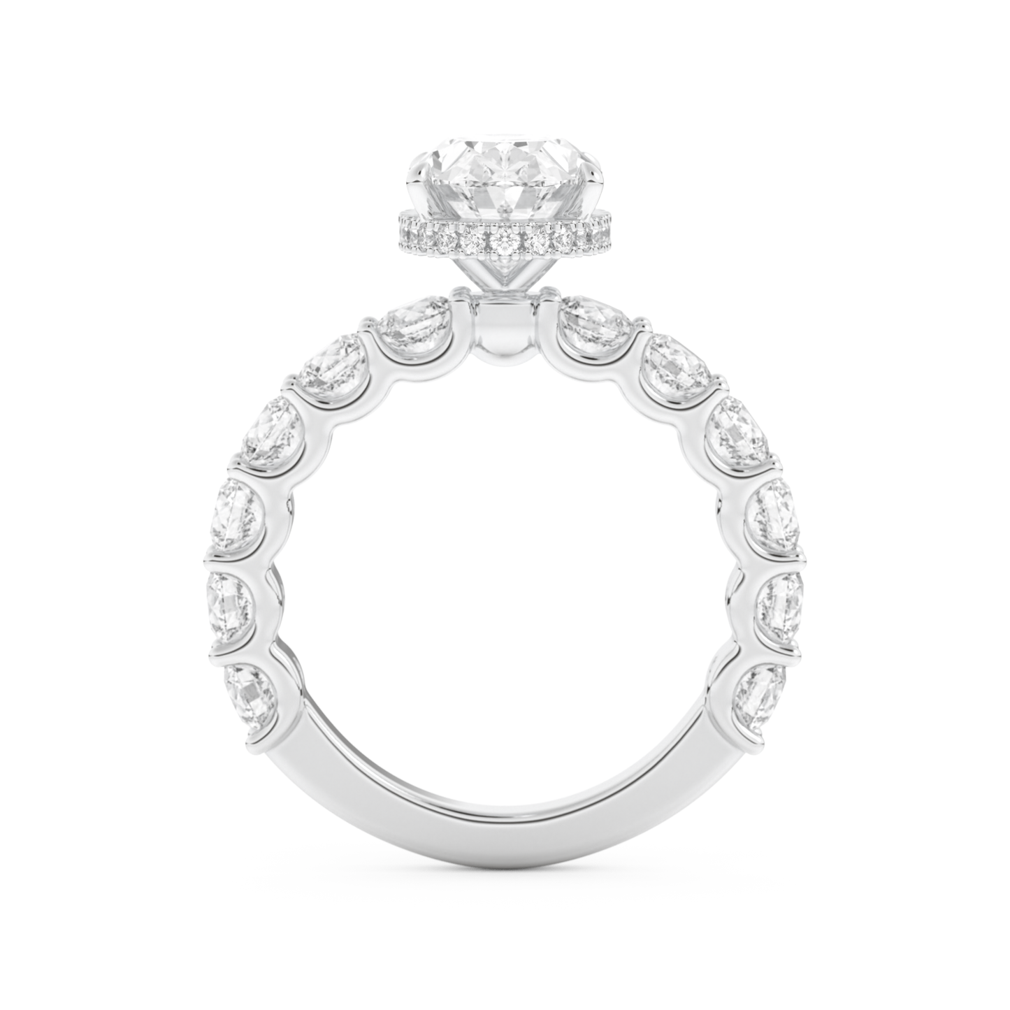 Oval Cut 2.5 Carat Moissanite Ring – Pave & Hidden Halo Setting in Gold