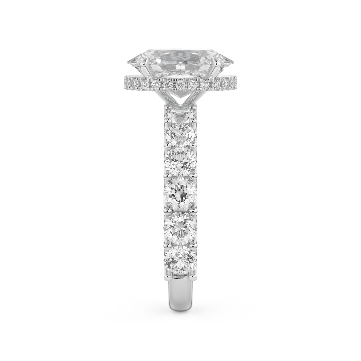 Oval Cut 2.5 Carat Moissanite Ring – Pave & Hidden Halo Setting in Gold