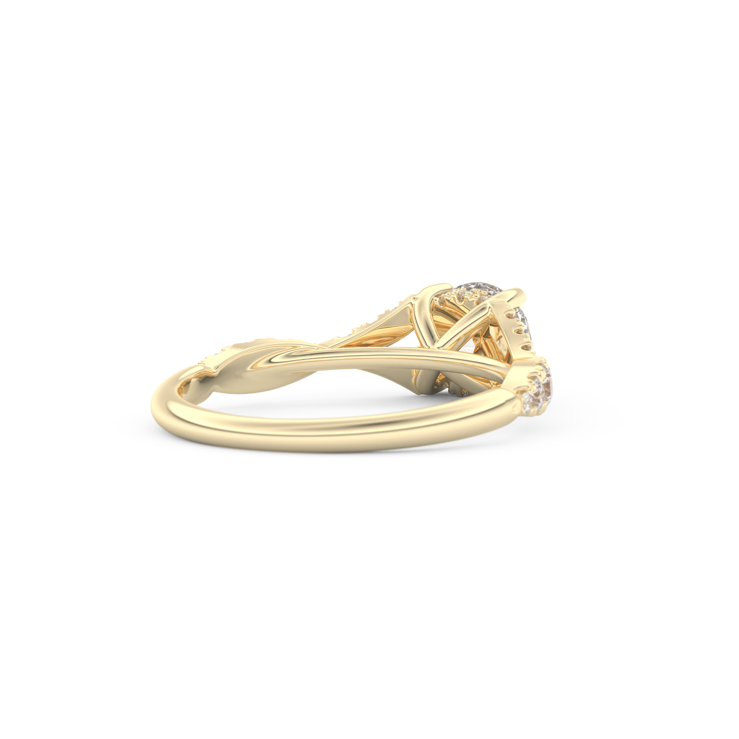 Round Cut 0.8 Carat Moissanite Ring – Pave & Split Shank Setting in Gold