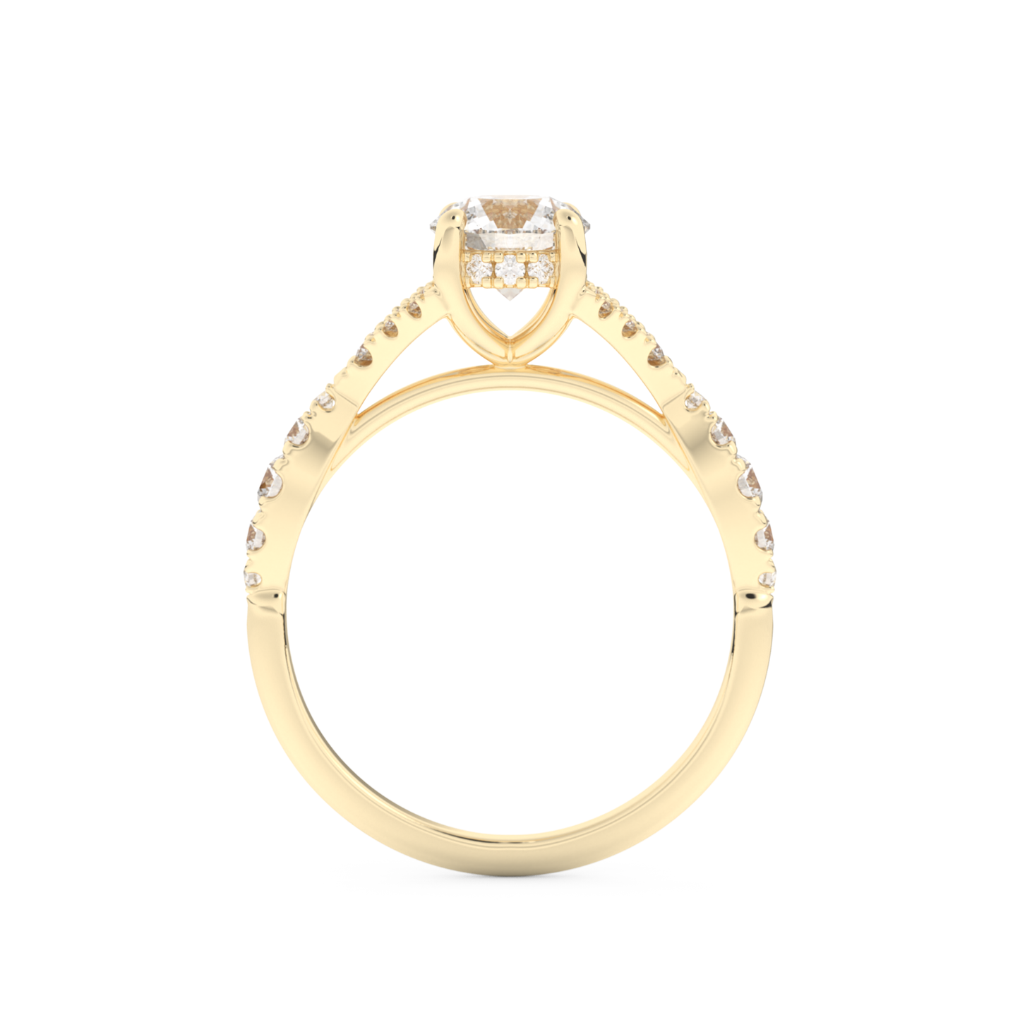 Round Cut 0.8 Carat Moissanite Ring – Pave & Split Shank Setting in Gold