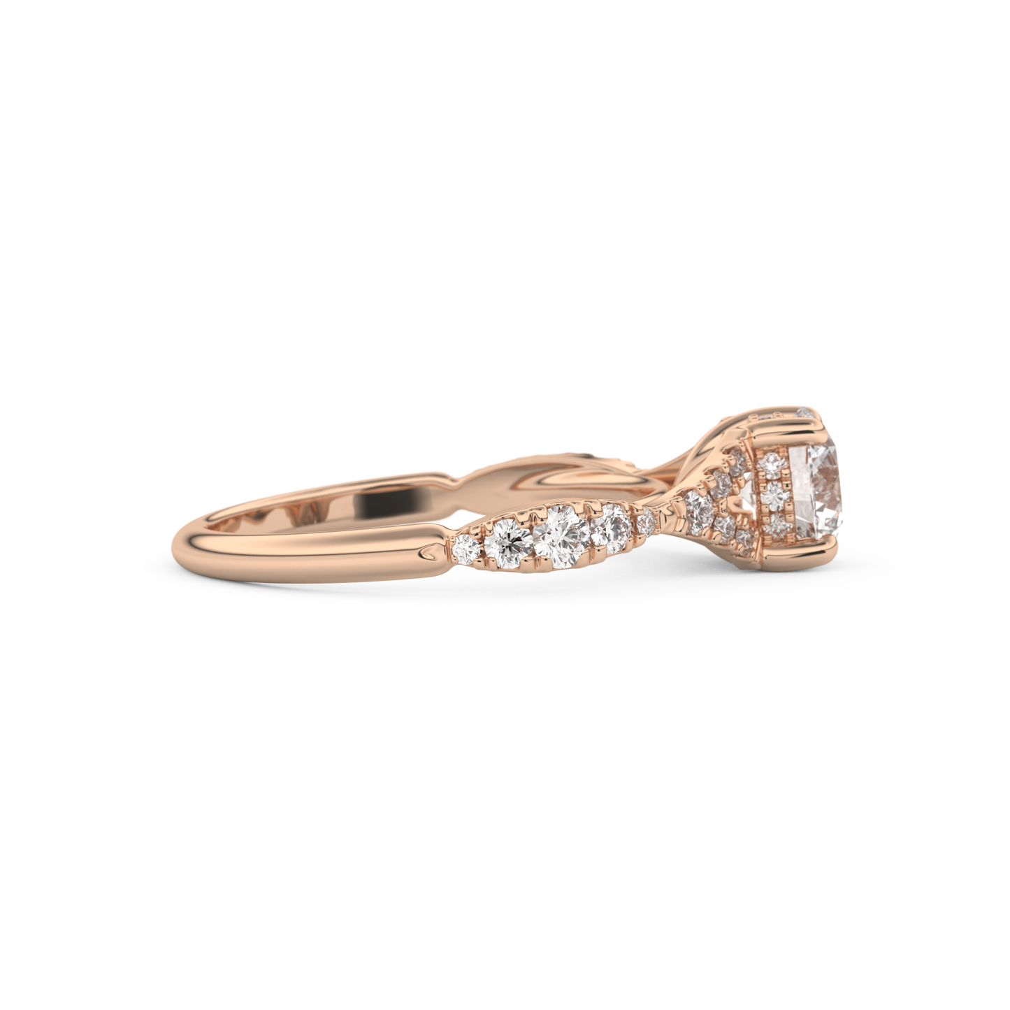 Round Cut 0.8 Carat Moissanite Ring – Pave & Split Shank Setting in Gold
