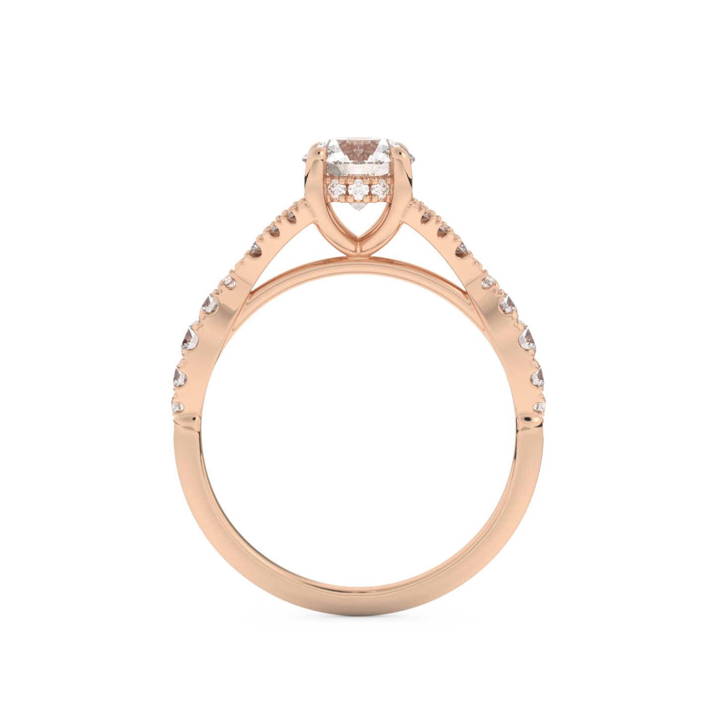 Round Cut 0.8 Carat Moissanite Ring – Pave & Split Shank Setting in Gold