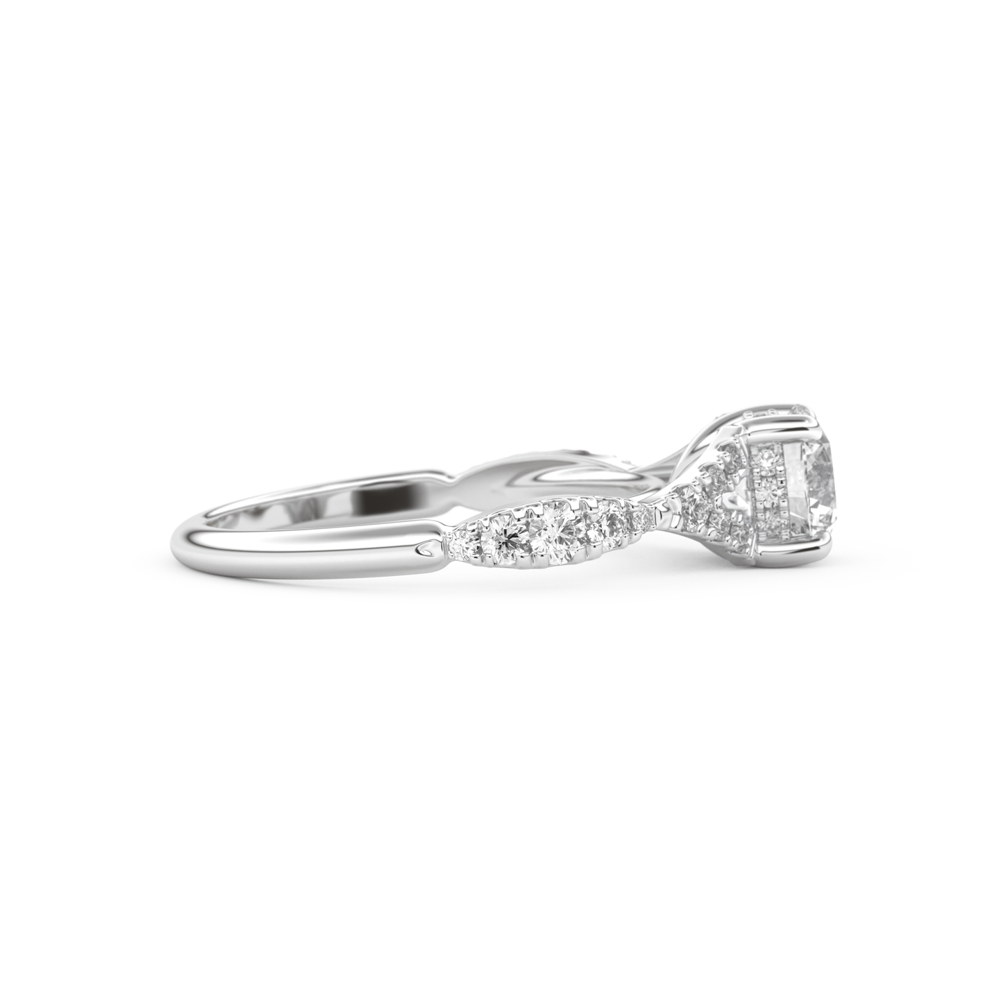 Round Cut 0.8 Carat Moissanite Ring – Pave & Split Shank Setting in Gold
