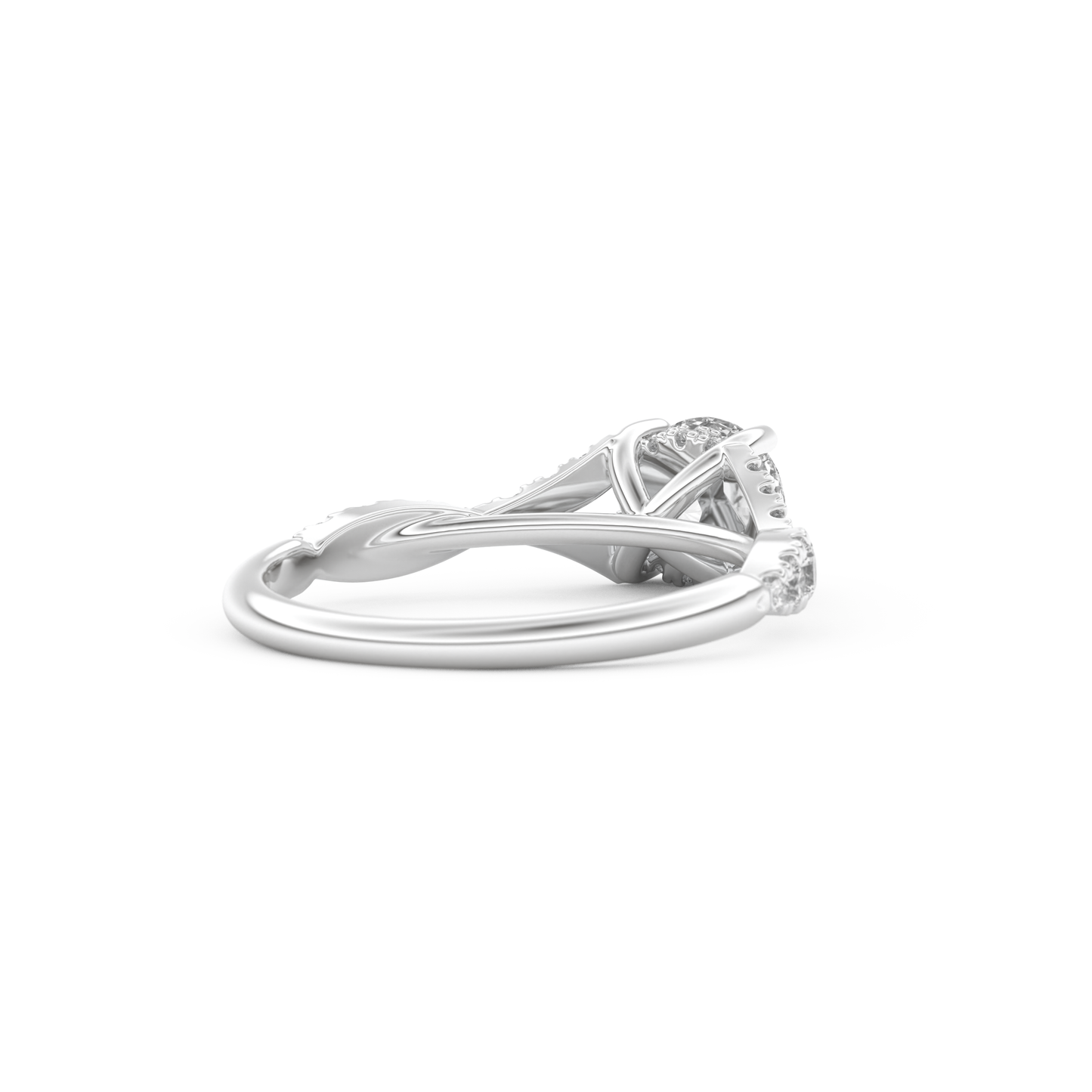 Round Cut 0.8 Carat Moissanite Ring – Pave & Split Shank Setting in Gold