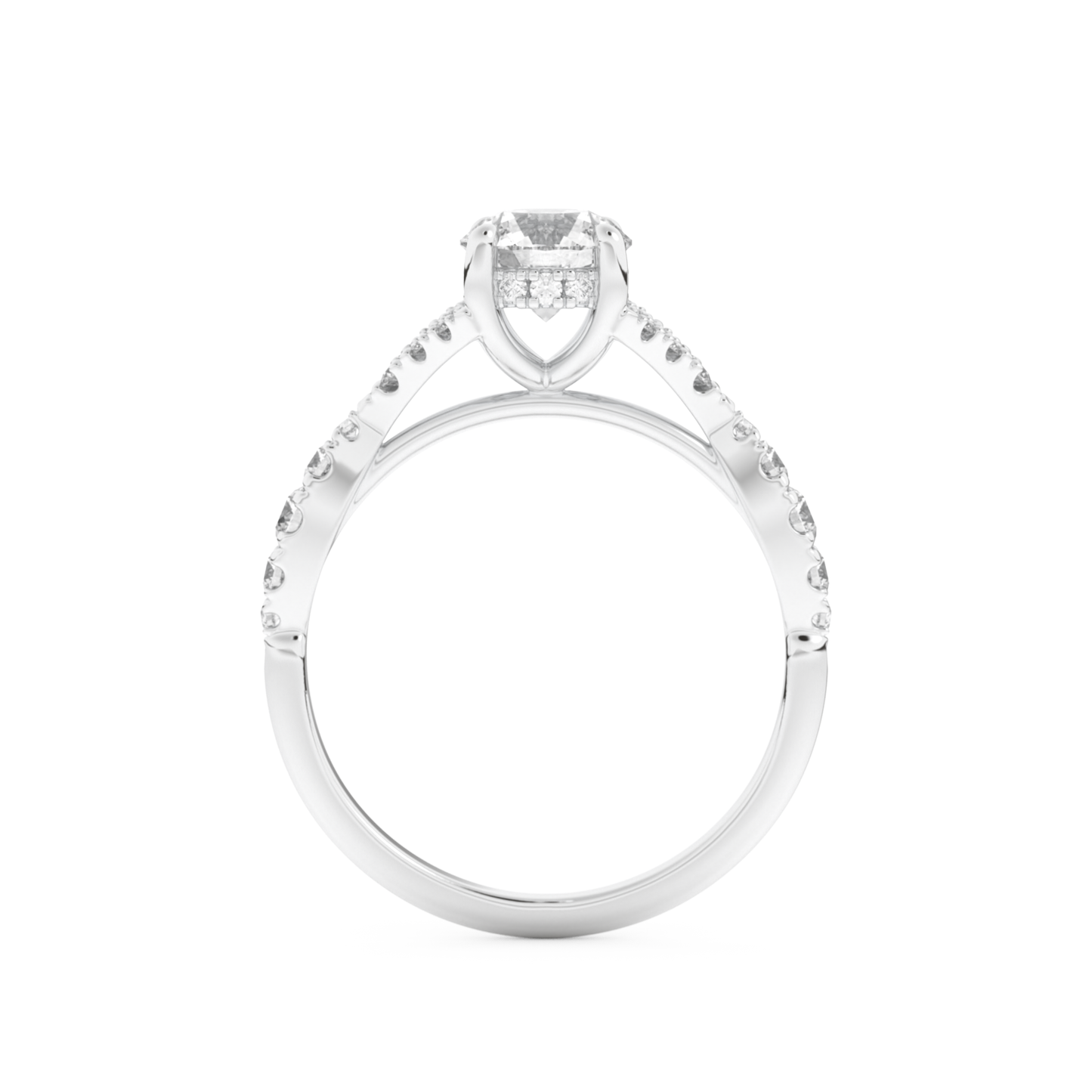 Round Cut 0.8 Carat Moissanite Ring – Pave & Split Shank Setting in Gold