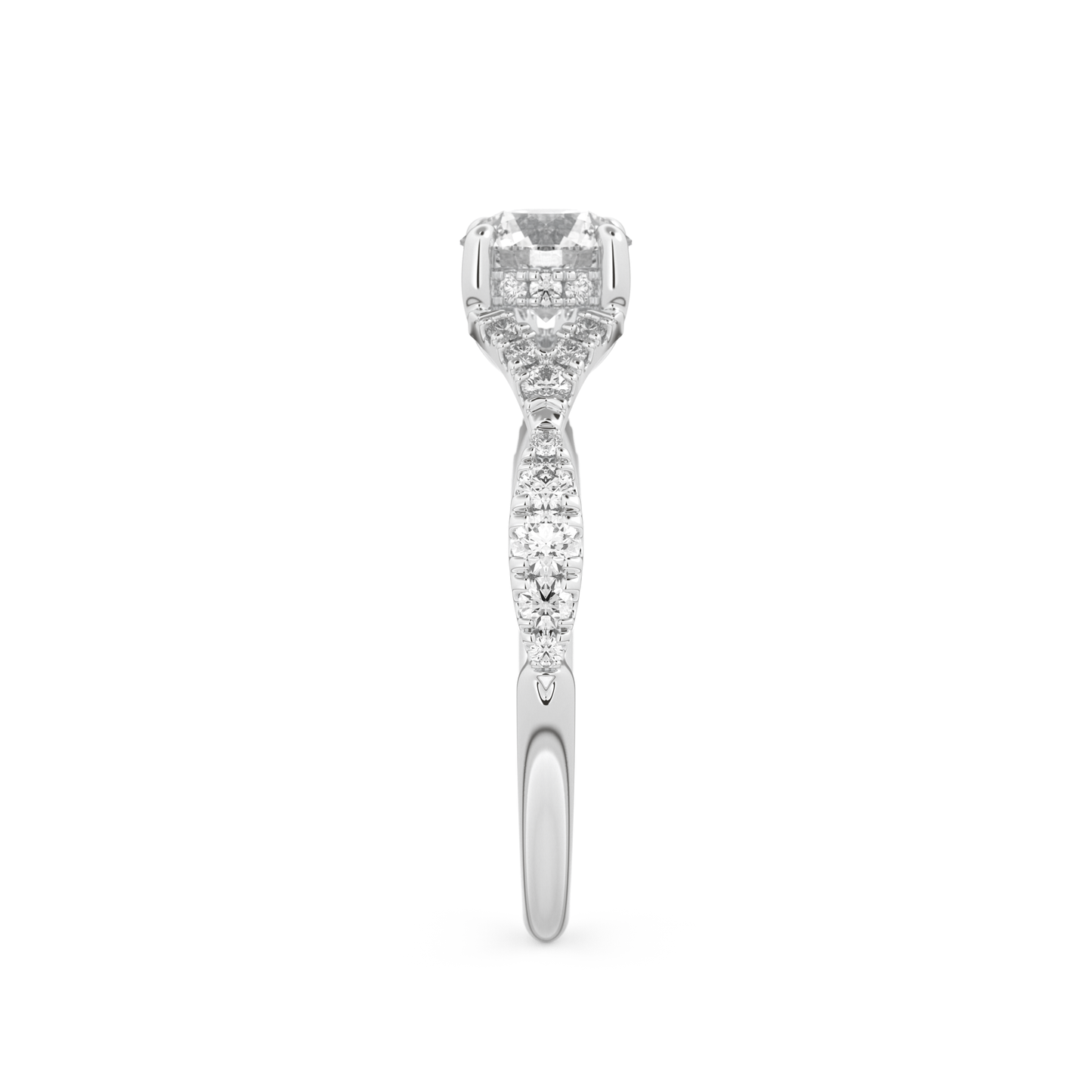 Round Cut 0.8 Carat Moissanite Ring – Pave & Split Shank Setting in Gold