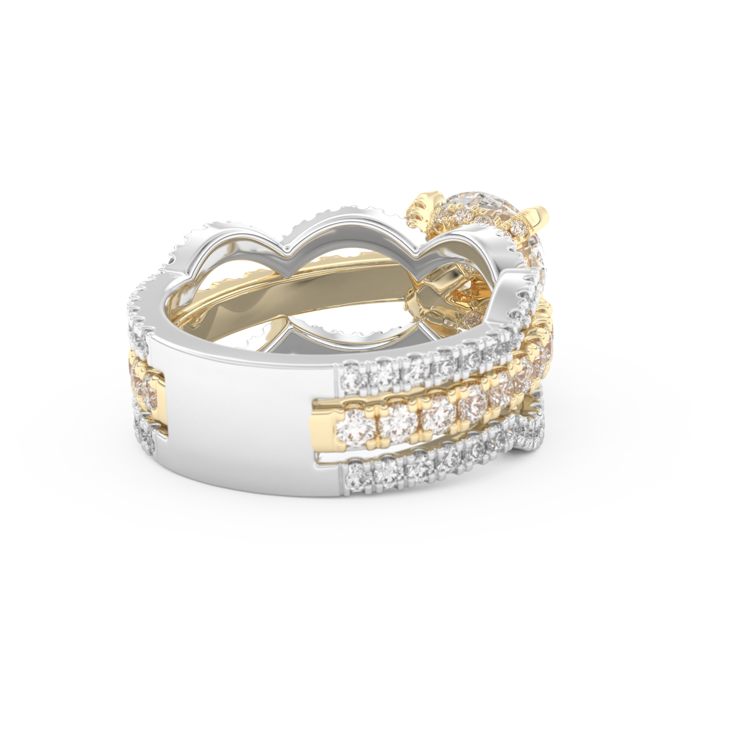 Round Cut 1.52 Carat Moissanite Ring – Triple Pave Setting in Gold