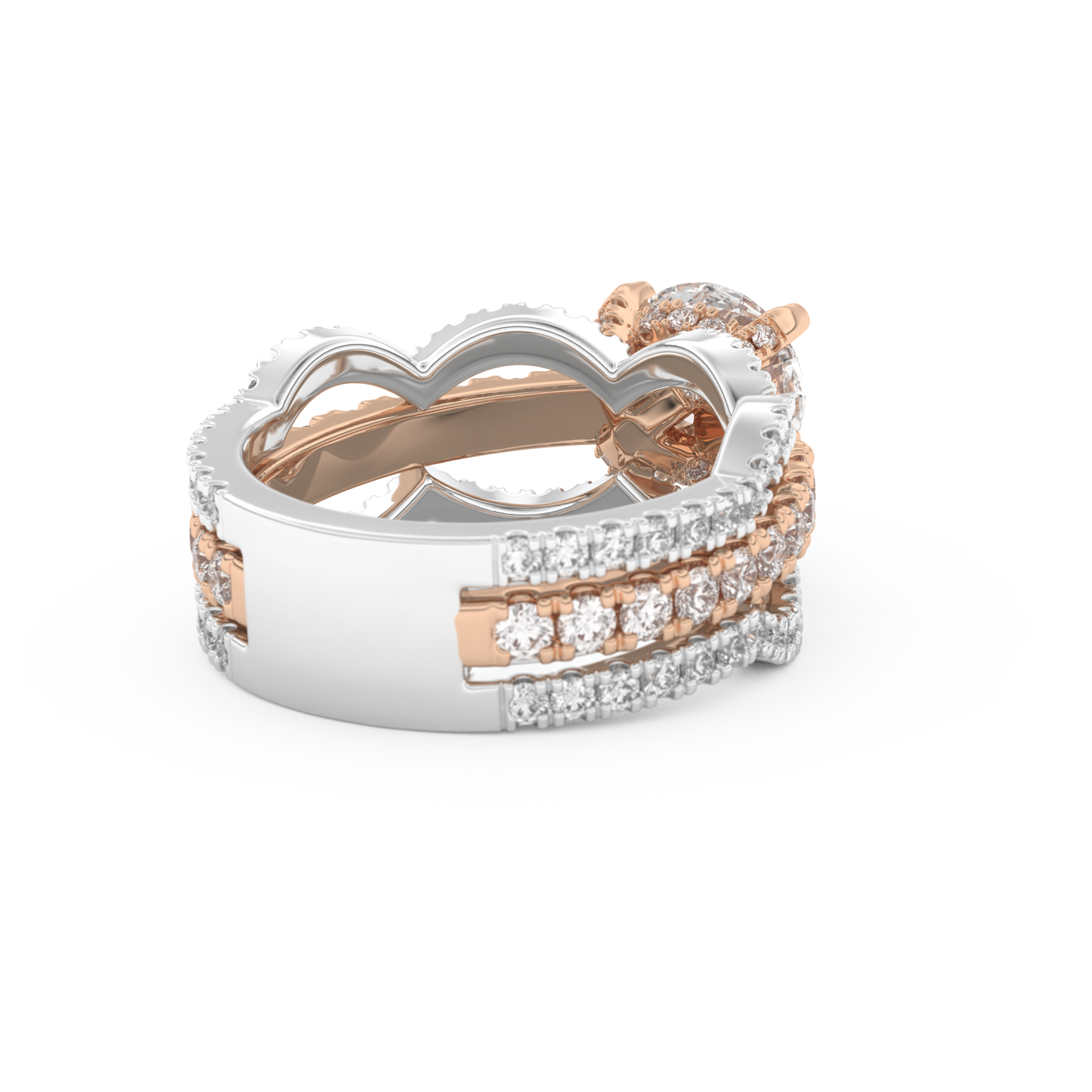 Round Cut 1.52 Carat Moissanite Ring – Triple Pave Setting in Gold