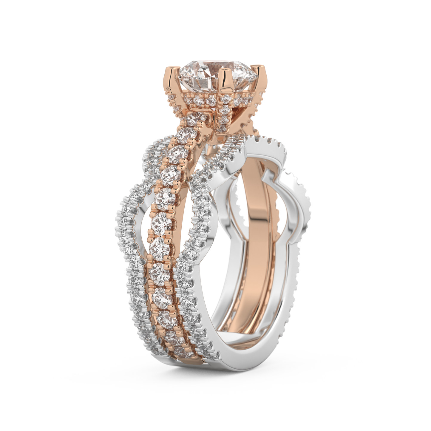Round Cut 1.52 Carat Moissanite Ring – Triple Pave Setting in Gold