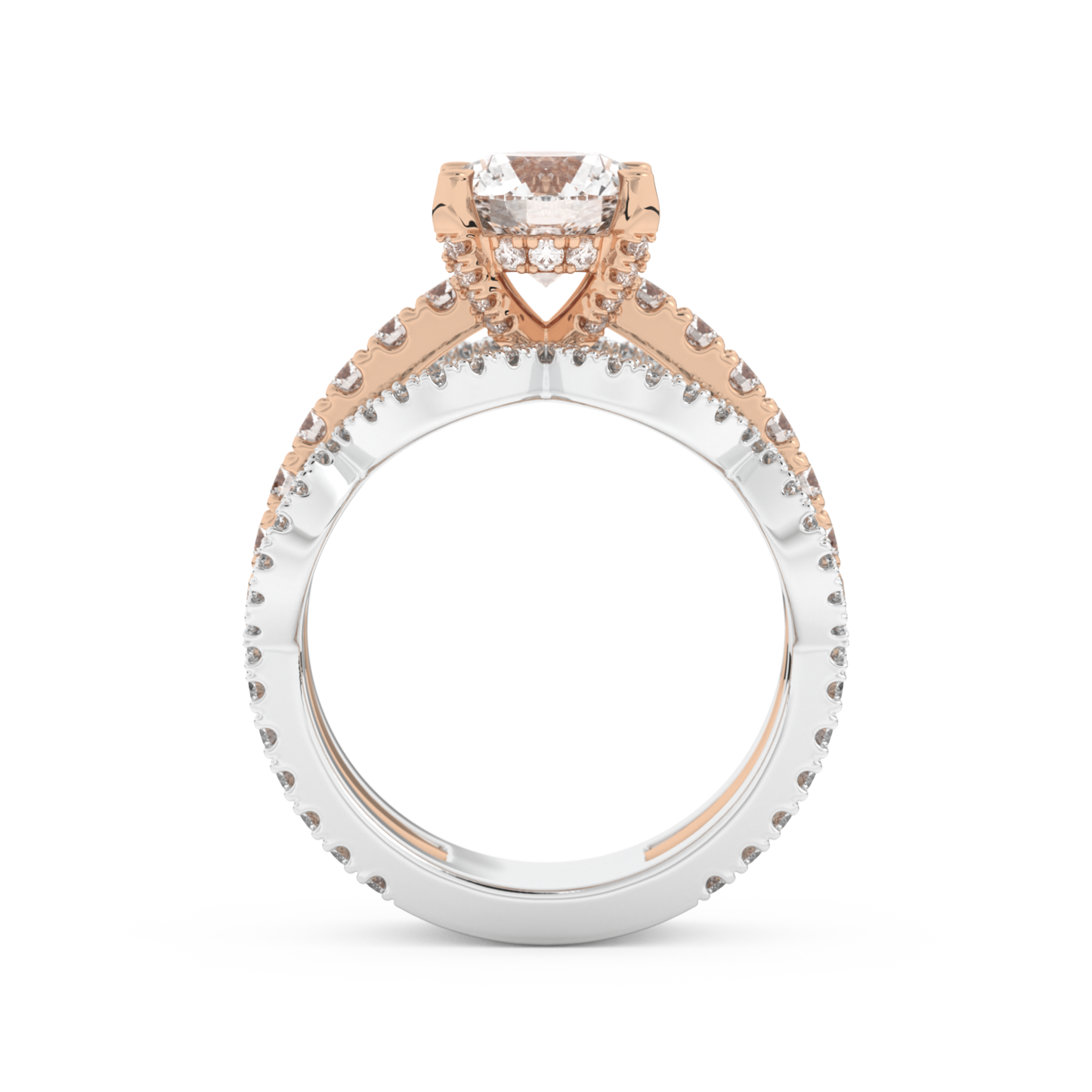 Round Cut 1.52 Carat Moissanite Ring – Triple Pave Setting in Gold