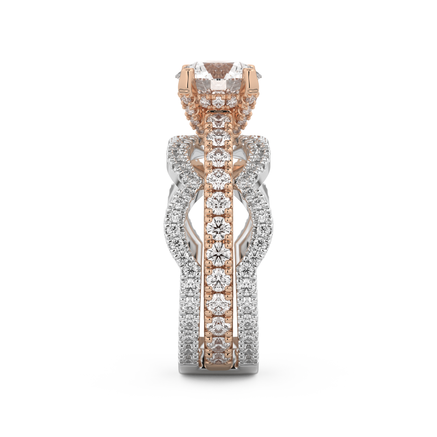 Round Cut 1.52 Carat Moissanite Ring – Triple Pave Setting in Gold