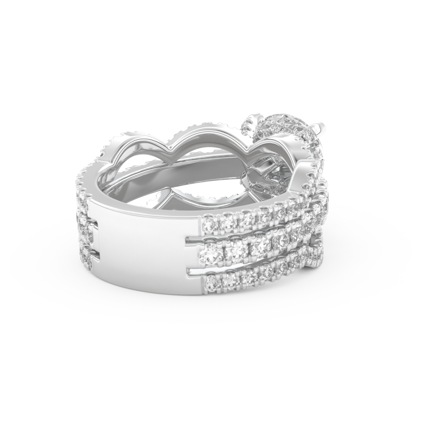 Round Cut 1.52 Carat Moissanite Ring – Triple Pave Setting in Gold