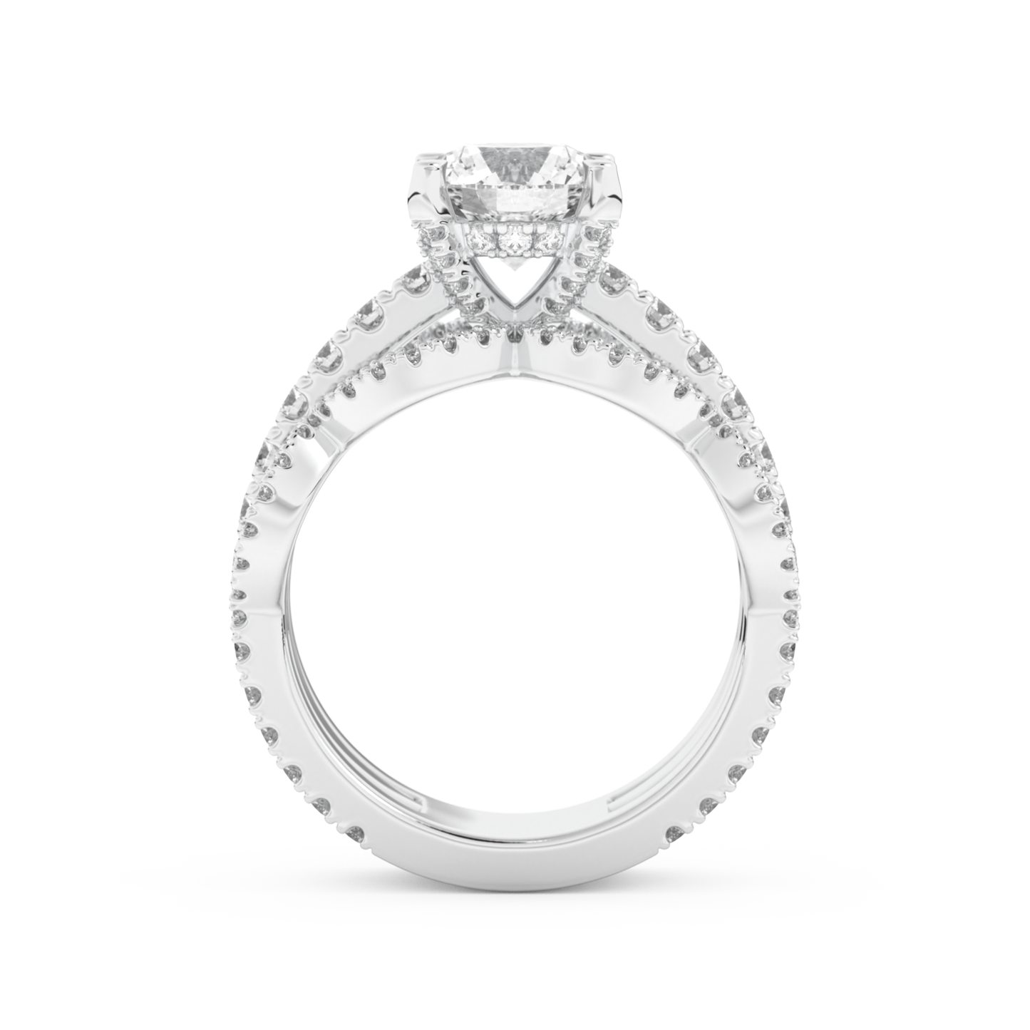 Round Cut 1.52 Carat Moissanite Ring – Triple Pave Setting in Gold