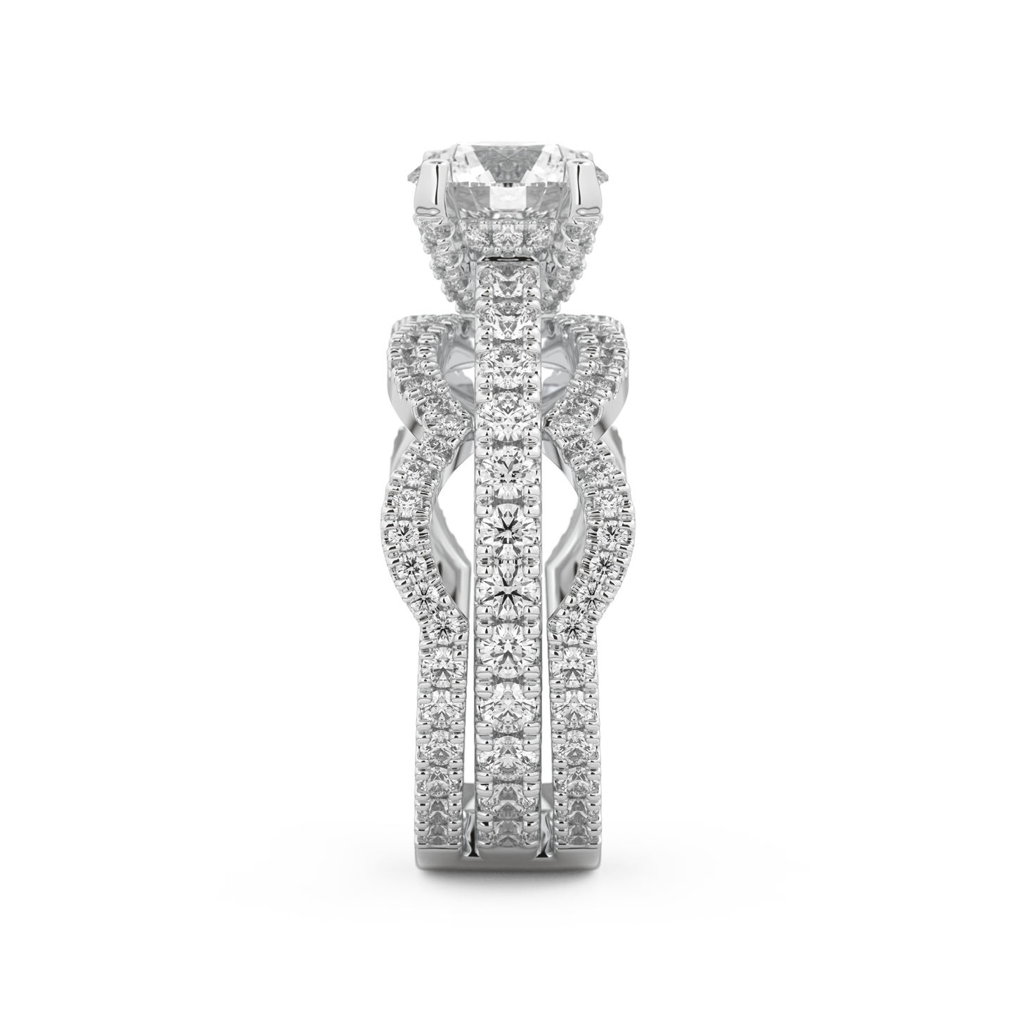 Round Cut 1.52 Carat Moissanite Ring – Triple Pave Setting in Gold