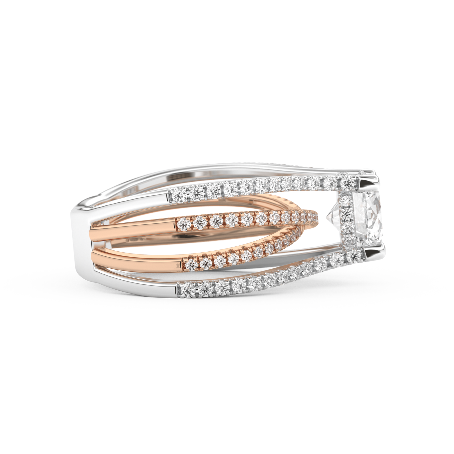 Round Cut 1.52 Carat Moissanite Ring – Pave & Split Shank Setting in Gold