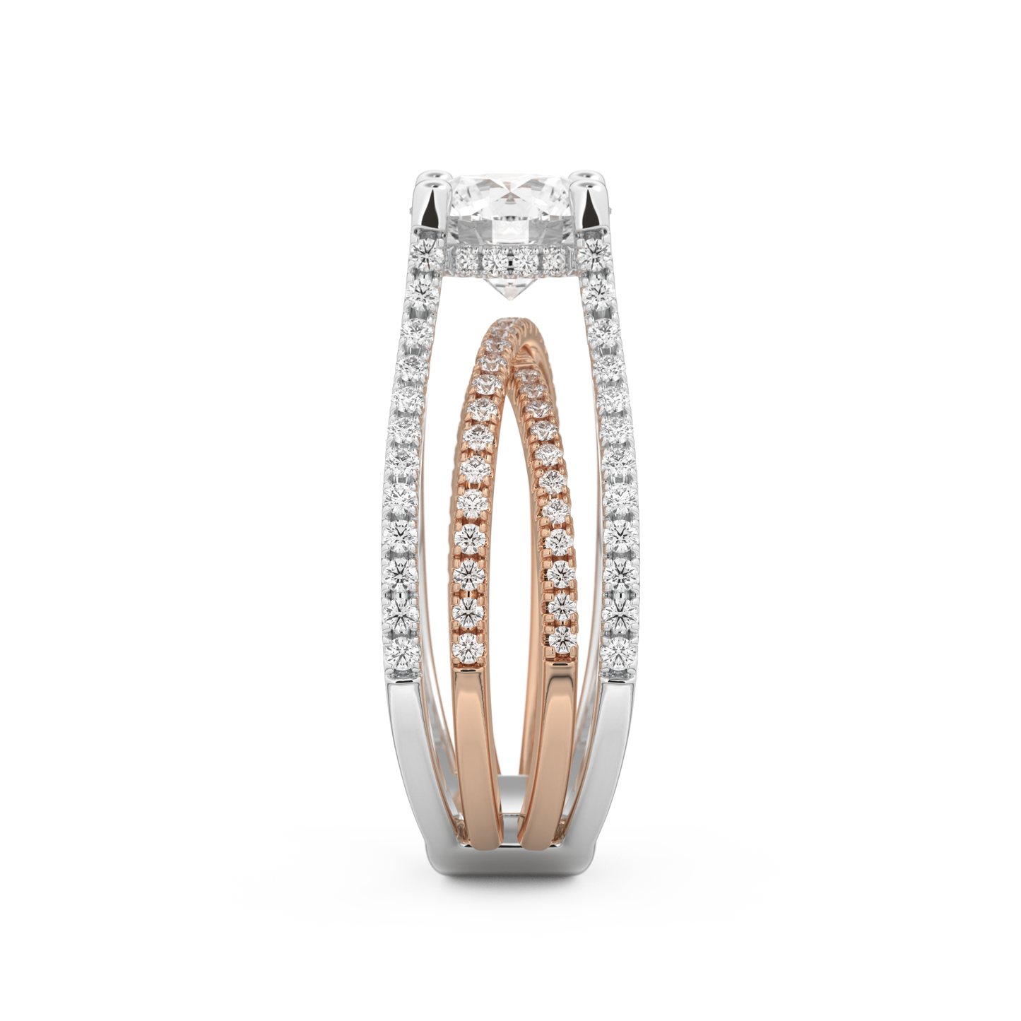 Round Cut 1.52 Carat Moissanite Ring – Pave & Split Shank Setting in Gold