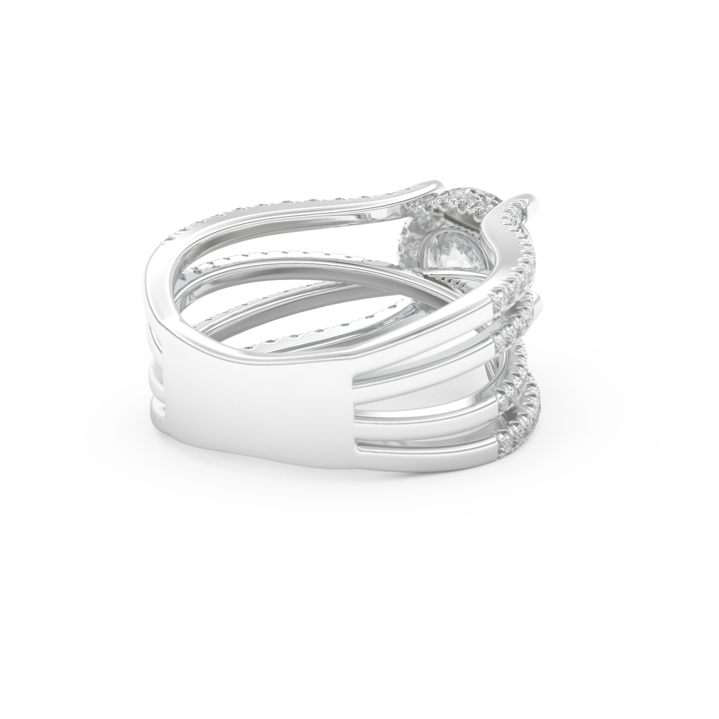 Round Cut 1.52 Carat Moissanite Ring – Pave & Split Shank Setting in Gold