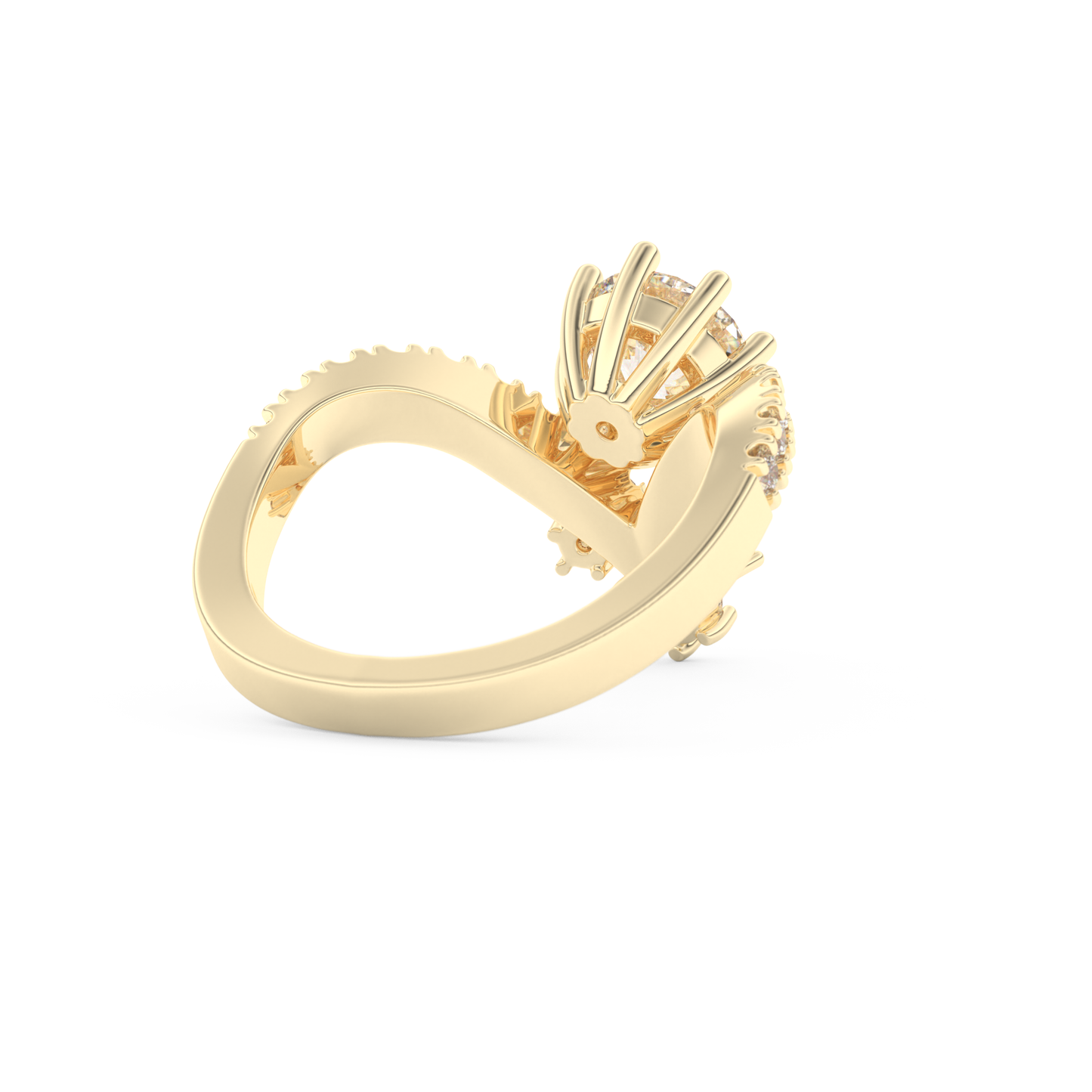 Round Cut 1.03 Carat Moissanite Ring – Cluster Setting in Gold