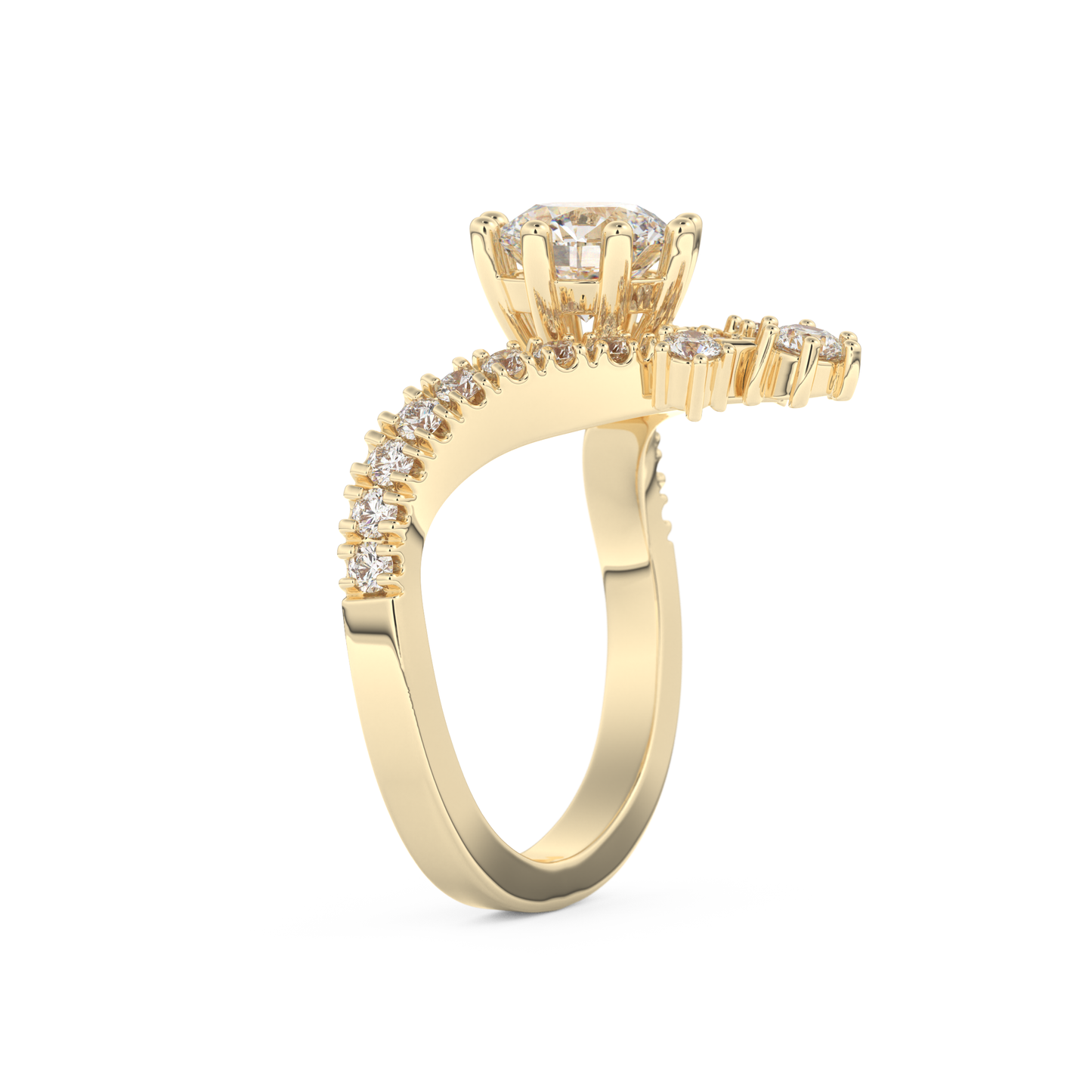 Round Cut 1.03 Carat Moissanite Ring – Cluster Setting in Gold