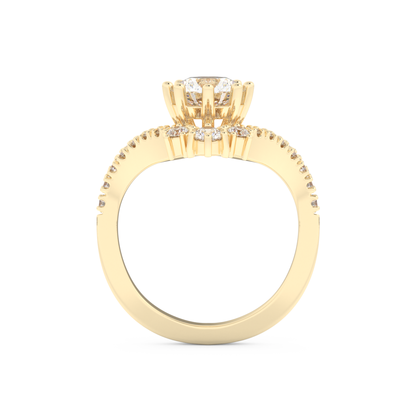Round Cut 1.03 Carat Moissanite Ring – Cluster Setting in Gold