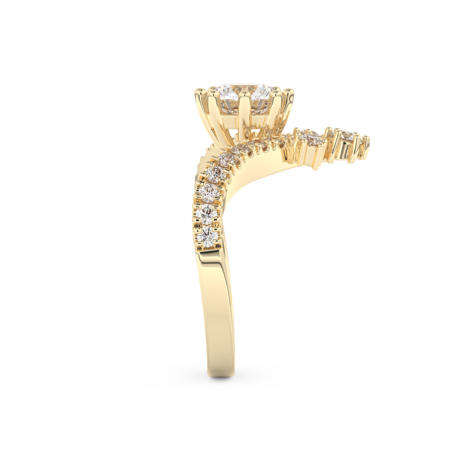 Round Cut 1.03 Carat Moissanite Ring – Cluster Setting in Gold