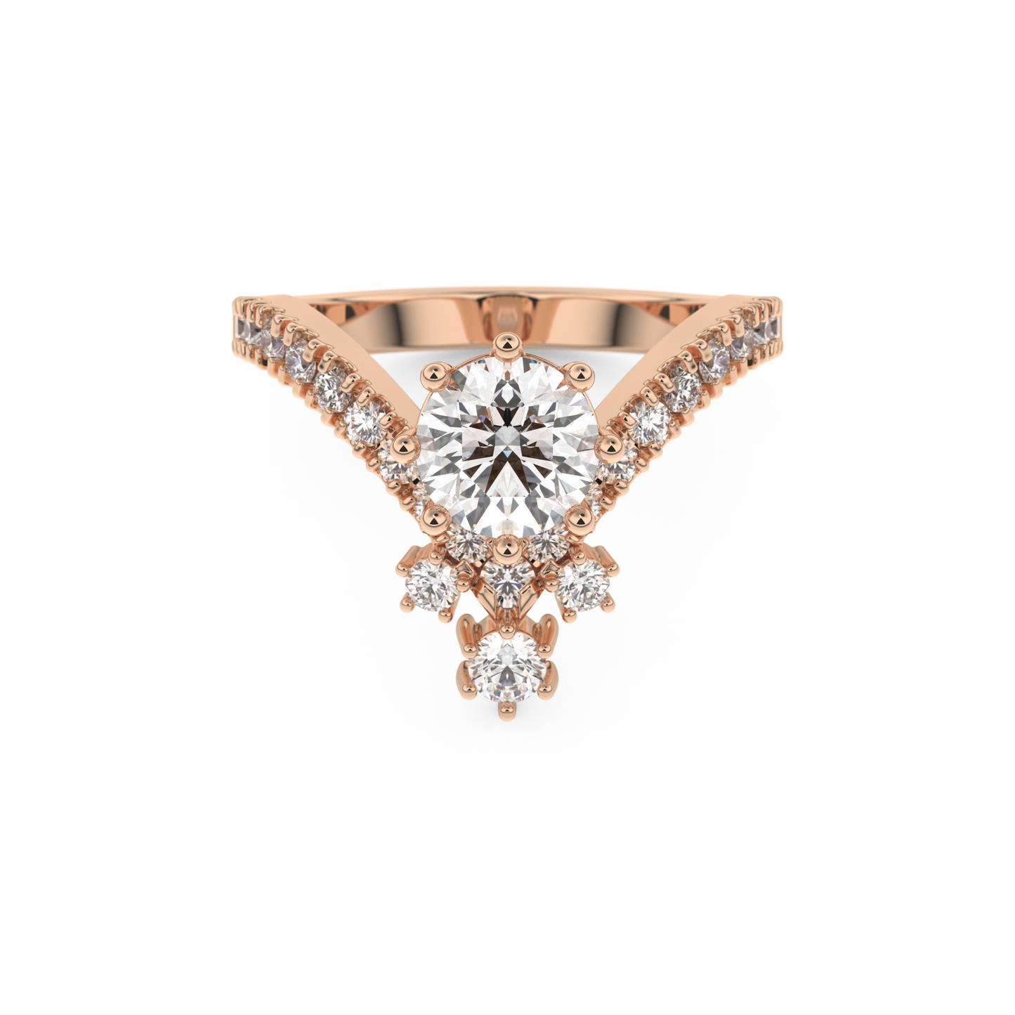 Round Cut 1.03 Carat Moissanite Ring – Cluster Setting in Gold