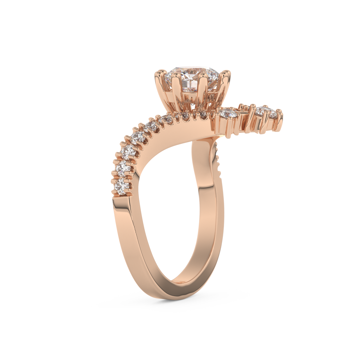Round Cut 1.03 Carat Moissanite Ring – Cluster Setting in Gold
