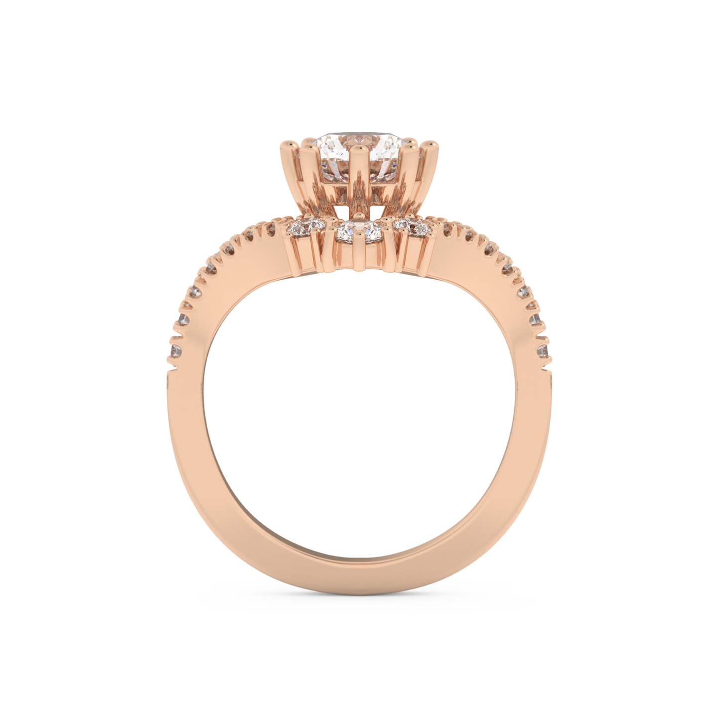 Round Cut 1.03 Carat Moissanite Ring – Cluster Setting in Gold
