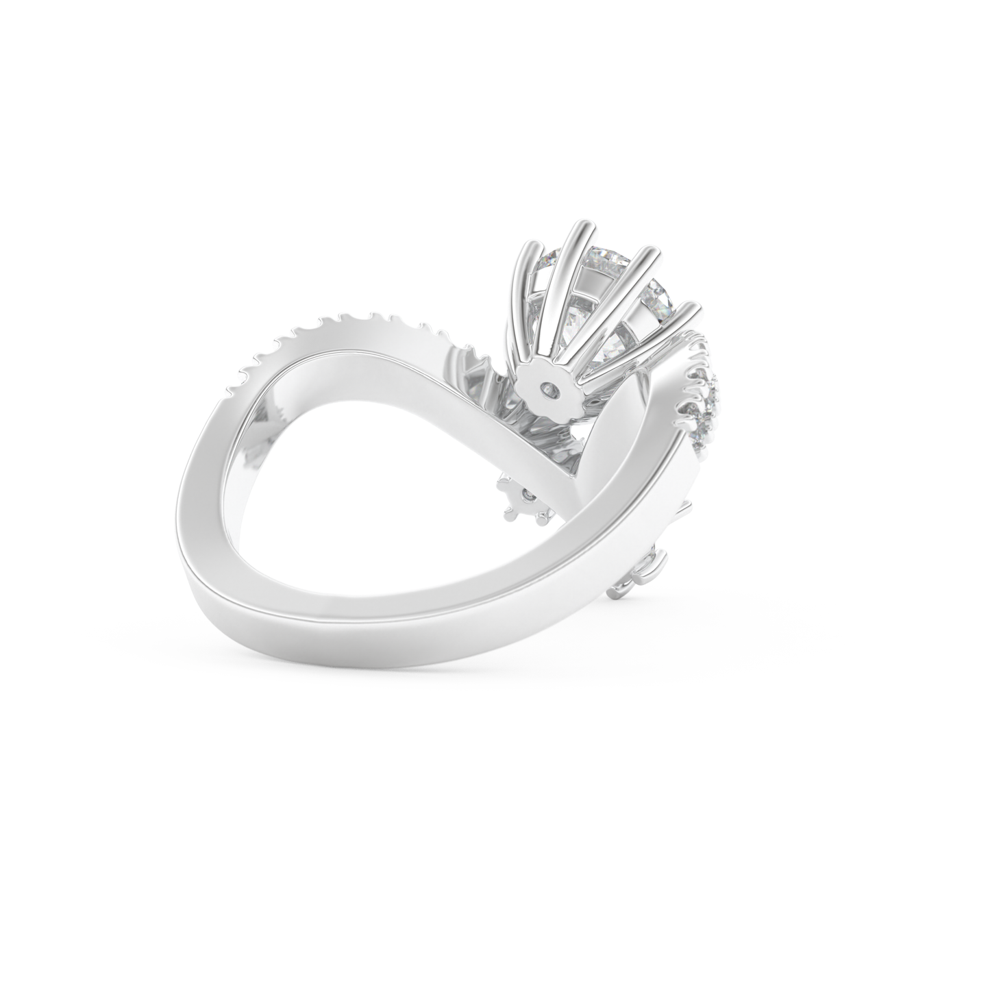 Round Cut 1.03 Carat Moissanite Ring – Cluster Setting in Gold