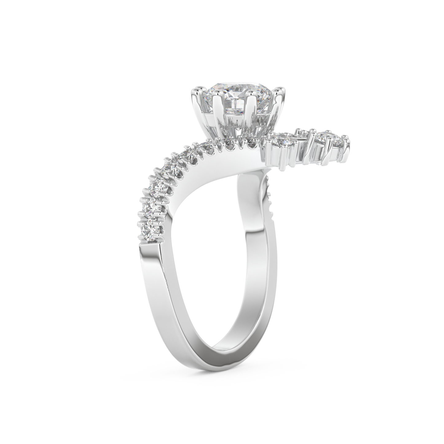 Round Cut 1.03 Carat Moissanite Ring – Cluster Setting in Gold