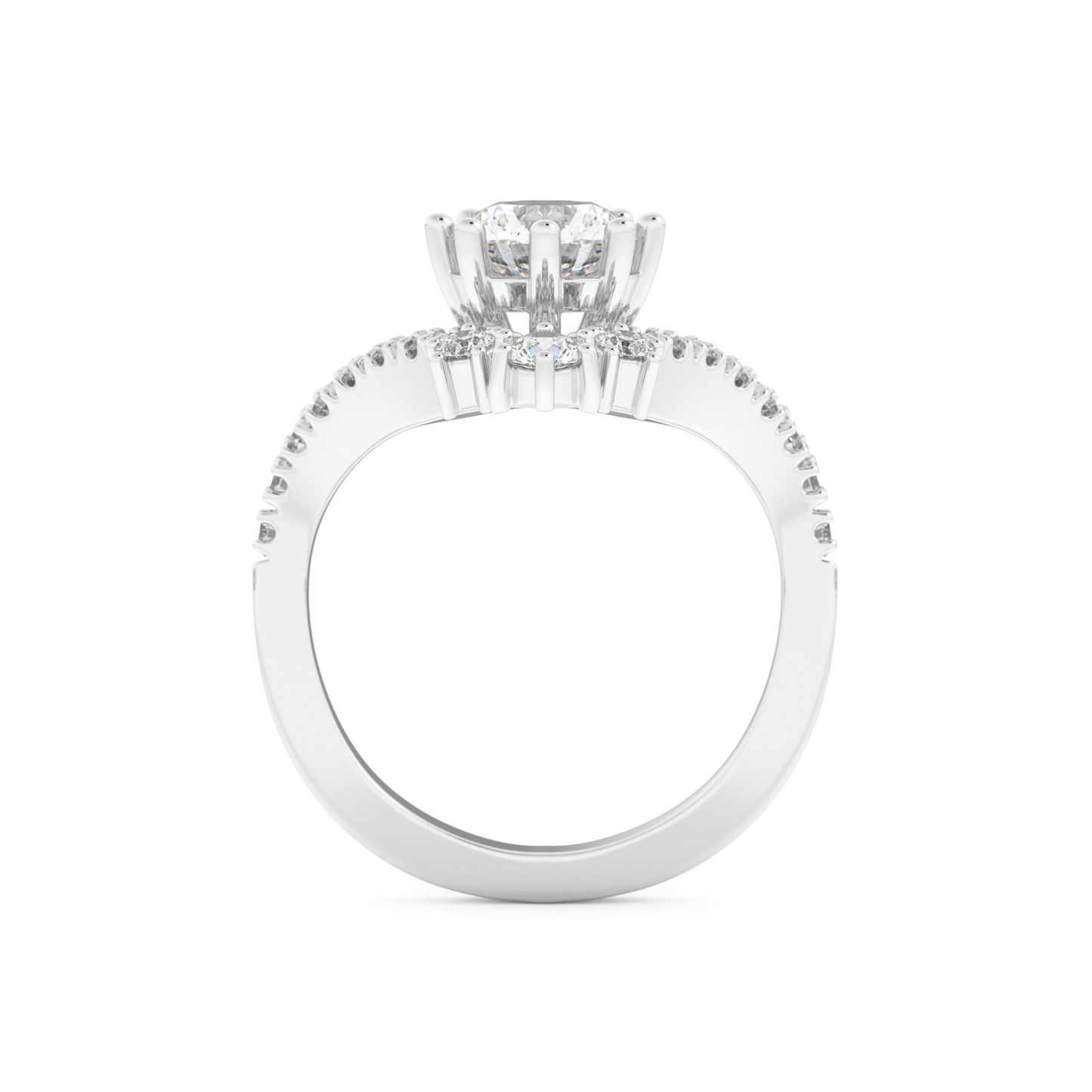 Round Cut 1.03 Carat Moissanite Ring – Cluster Setting in Gold