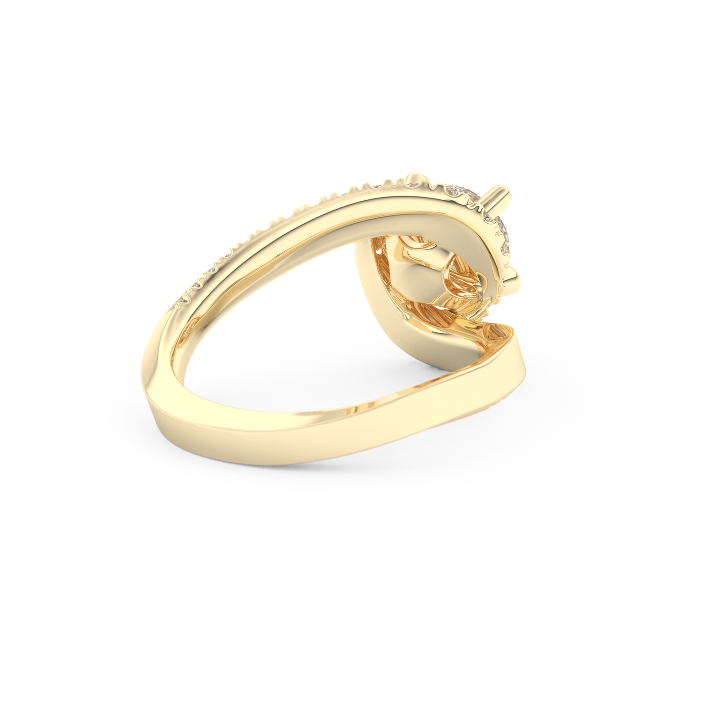 Round Cut 1.03 Carat Moissanite Ring – Swirl & Pave Setting in Gold