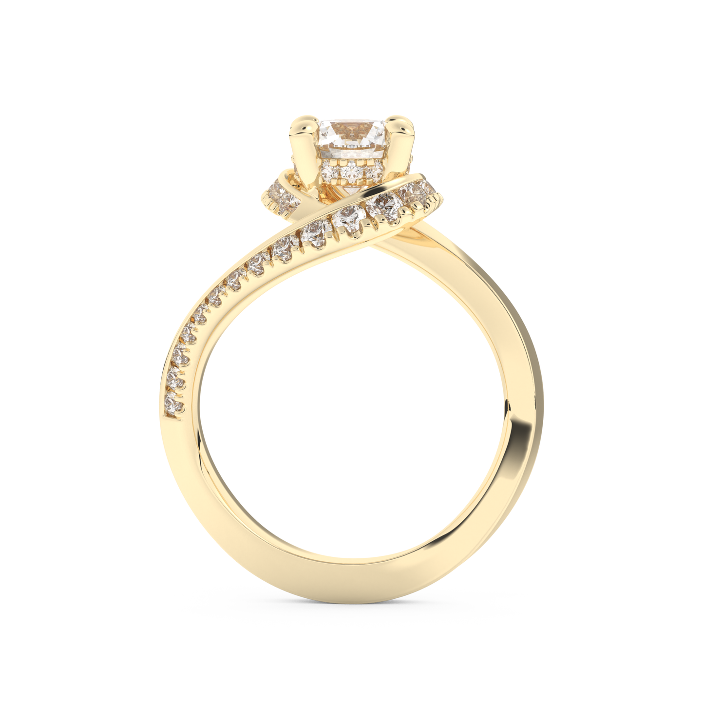 Round Cut 1.03 Carat Moissanite Ring – Swirl & Pave Setting in Gold