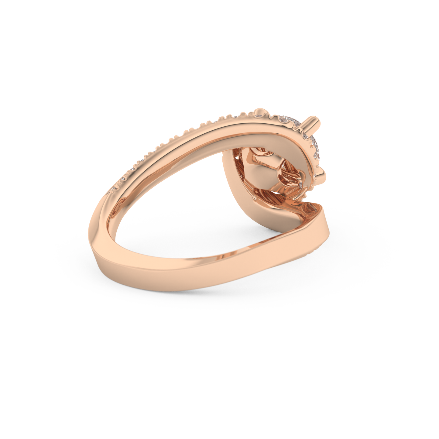 Round Cut 1.03 Carat Moissanite Ring – Swirl & Pave Setting in Gold