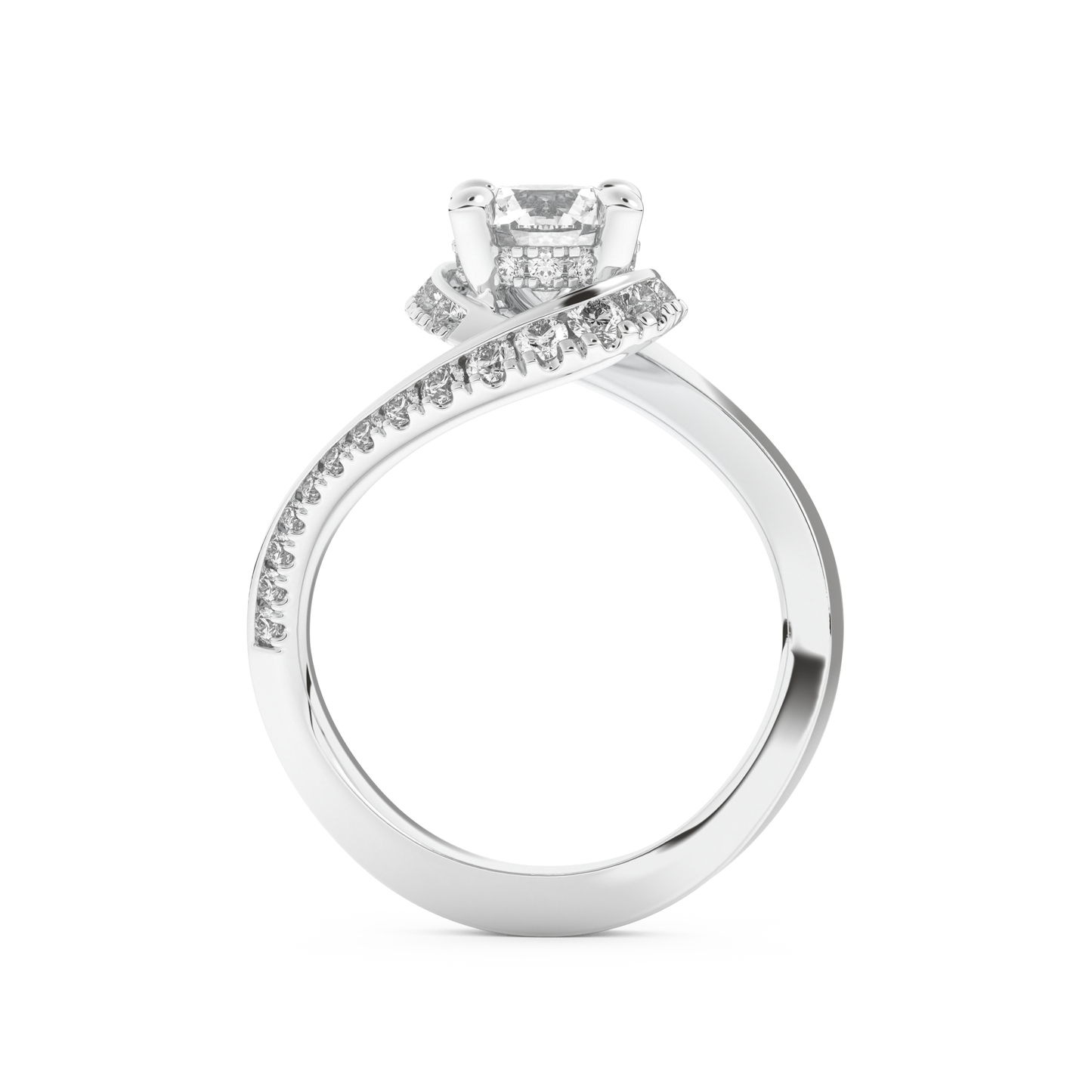 Round Cut 1.03 Carat Moissanite Ring – Swirl & Pave Setting in Gold