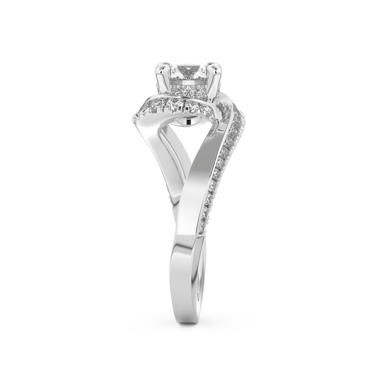 Round Cut 1.03 Carat Moissanite Ring – Swirl & Pave Setting in Gold