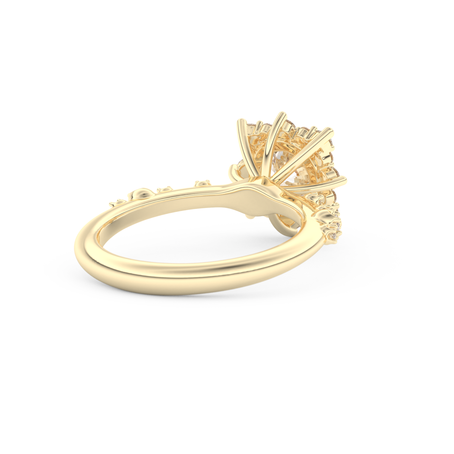 Round Cut 1.03 Carat Moissanite Ring – Cluster Setting in Gold