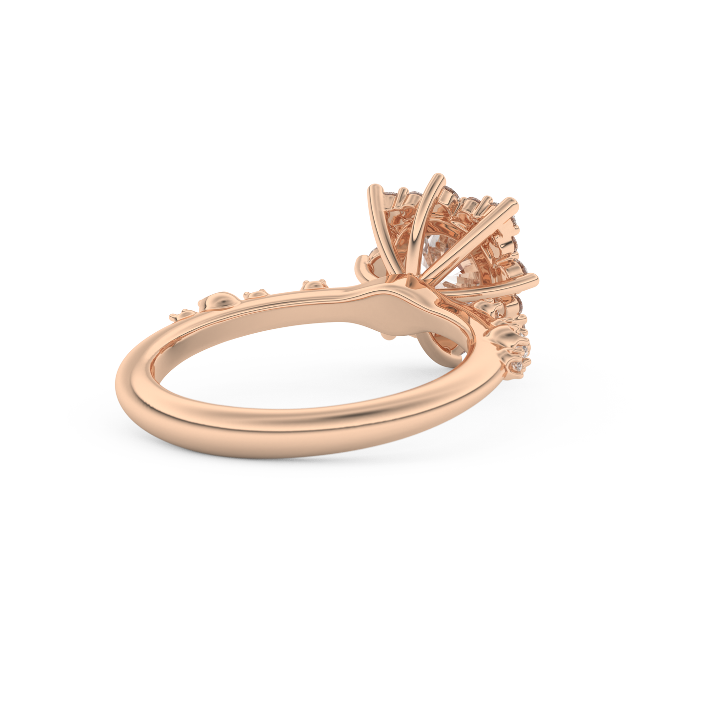 Round Cut 1.03 Carat Moissanite Ring – Cluster Setting in Gold