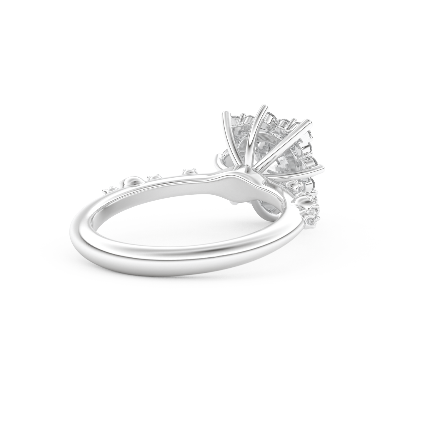 Round Cut 1.03 Carat Moissanite Ring – Cluster Setting in Gold