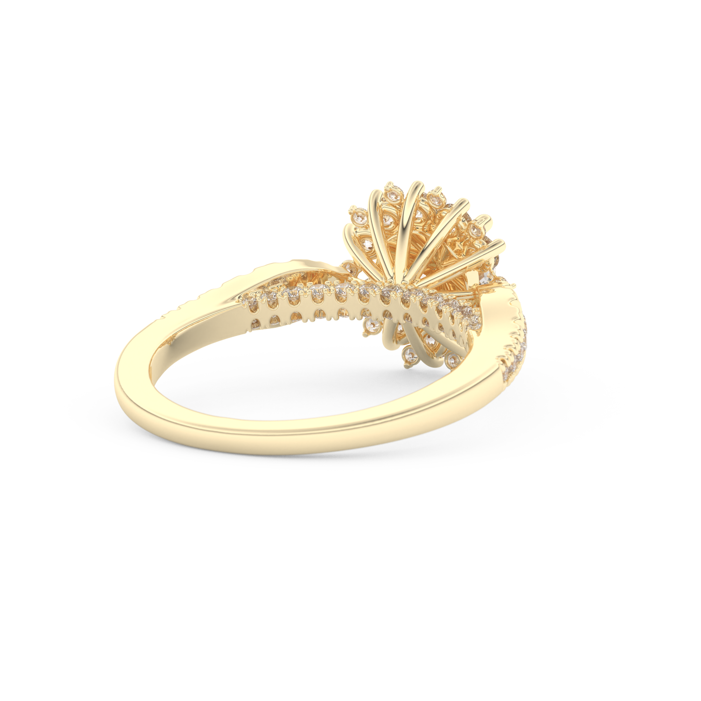 Round Cut 1.03 Carat Moissanite Ring – Cluster Setting in Gold