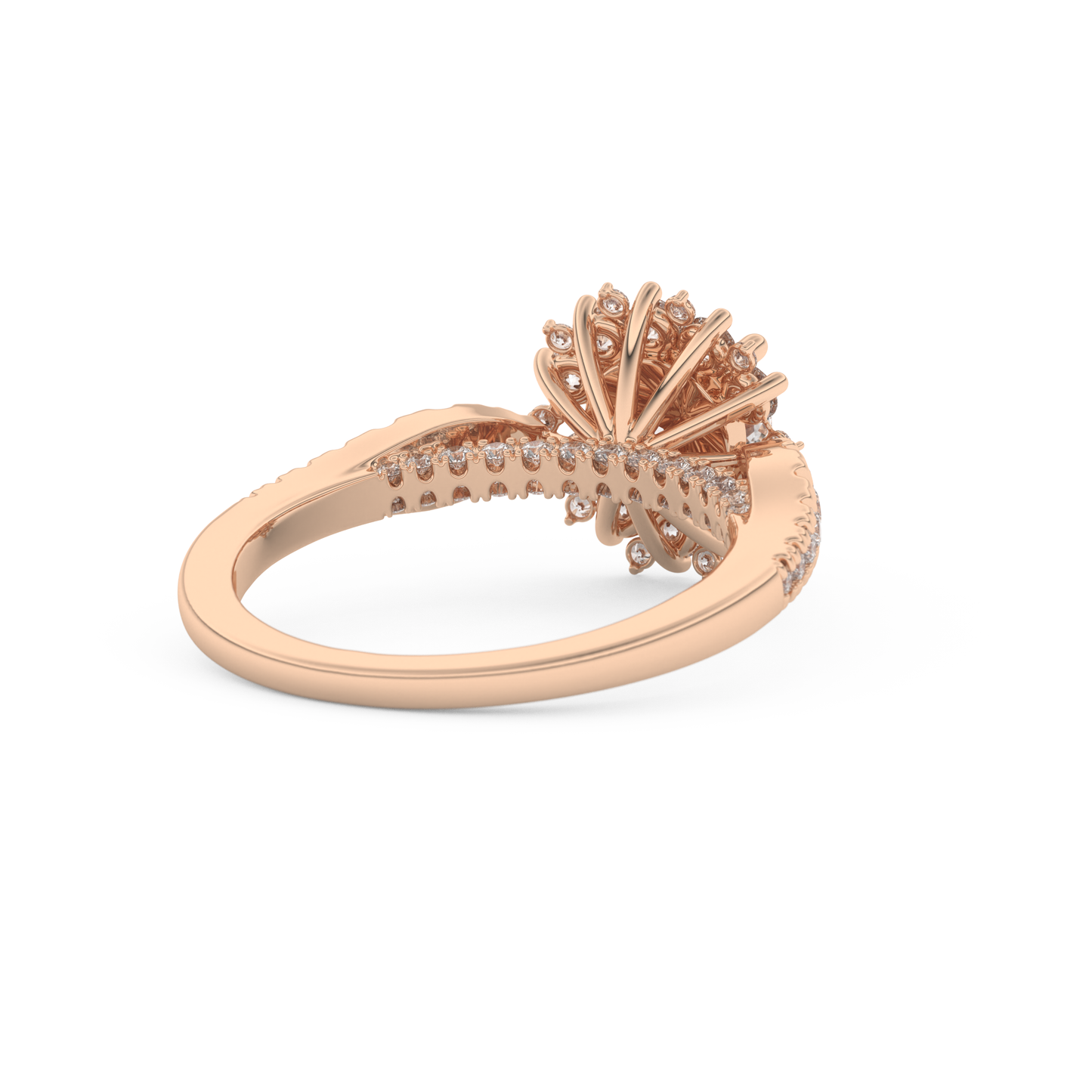 Round Cut 1.03 Carat Moissanite Ring – Cluster Setting in Gold