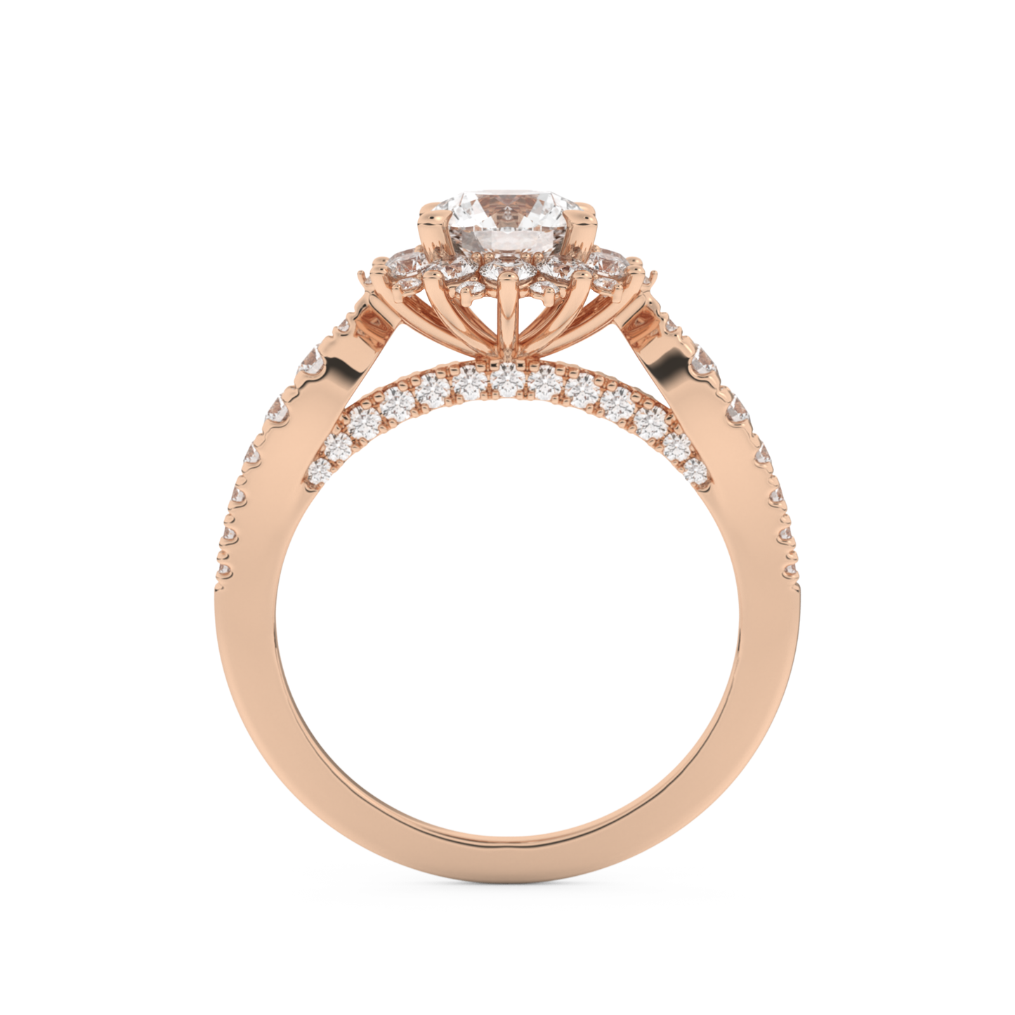Round Cut 1.03 Carat Moissanite Ring – Cluster Setting in Gold