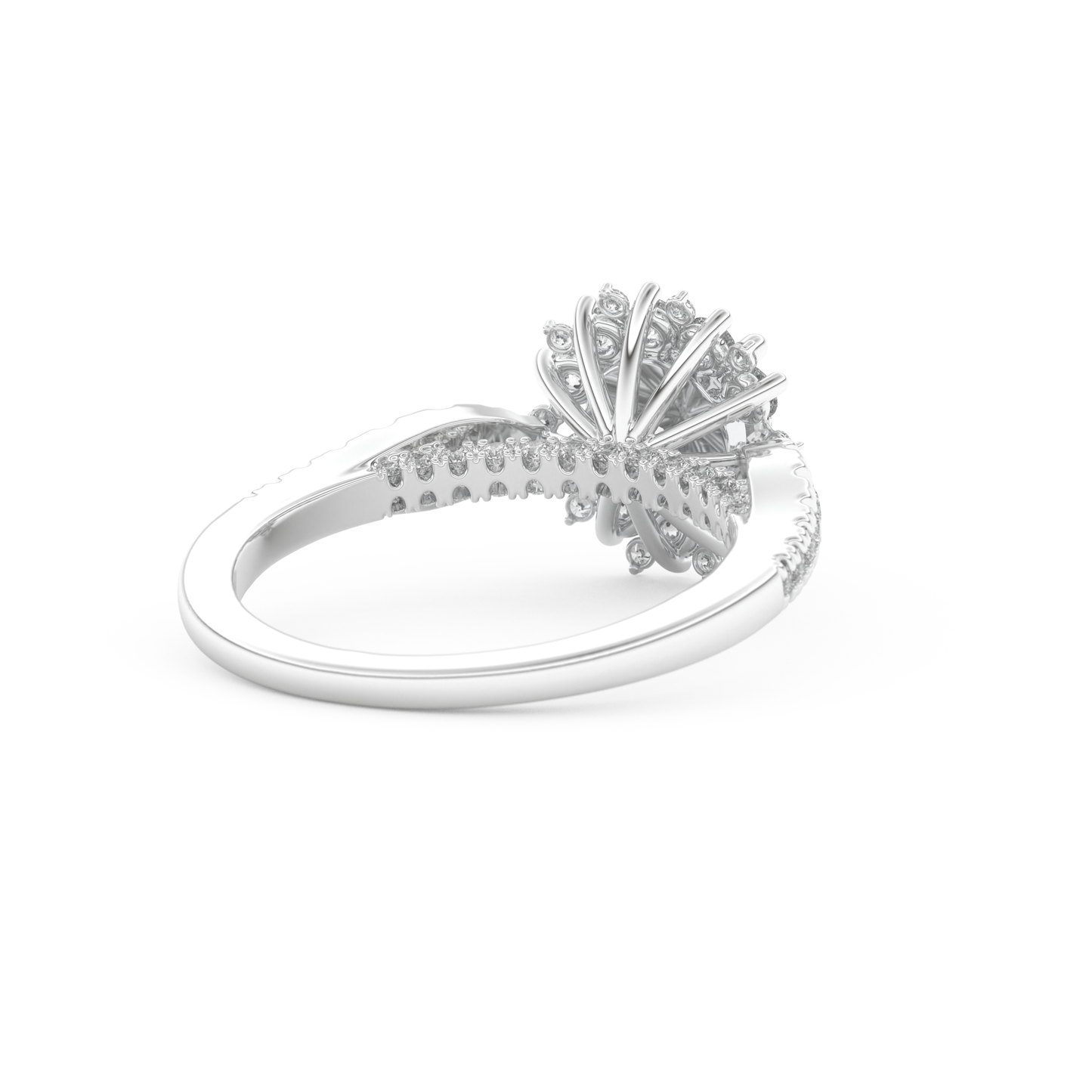 Round Cut 1.03 Carat Moissanite Ring – Cluster Setting in Gold