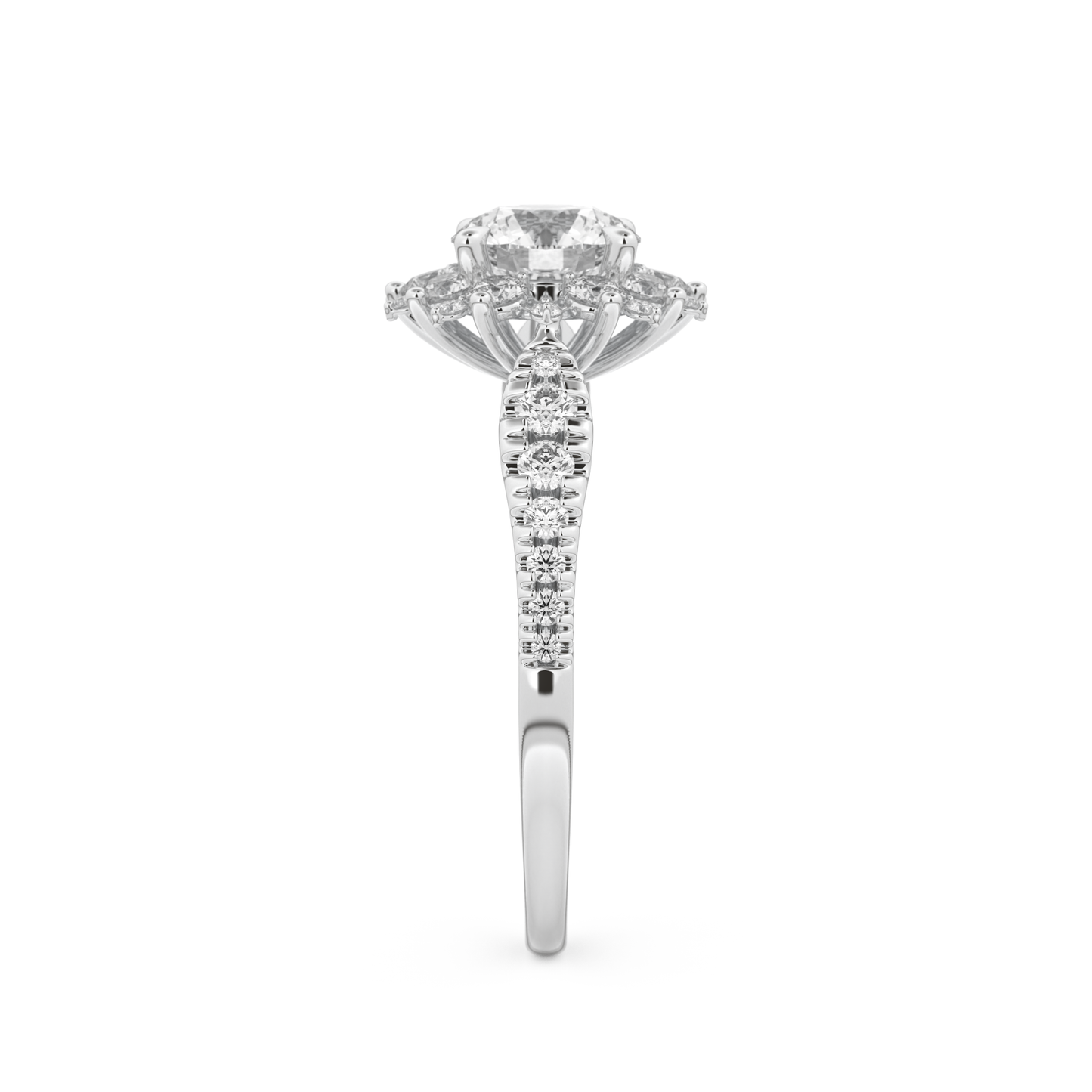 Round Cut 1.03 Carat Moissanite Ring – Cluster Setting in Gold
