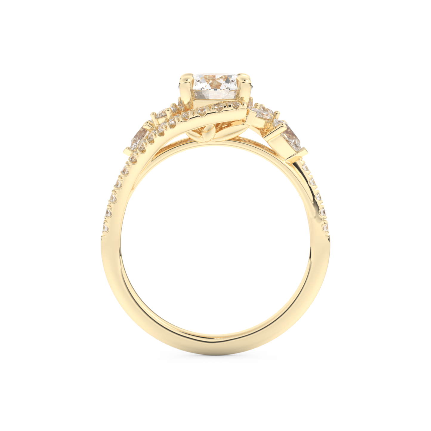 Round Cut 1.0 Carat Moissanite Ring – Cluster Setting in Gold