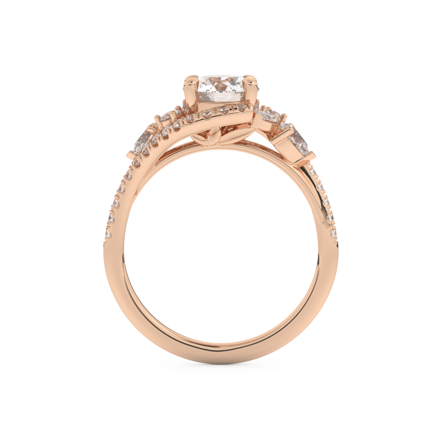 Round Cut 1.0 Carat Moissanite Ring – Cluster Setting in Gold